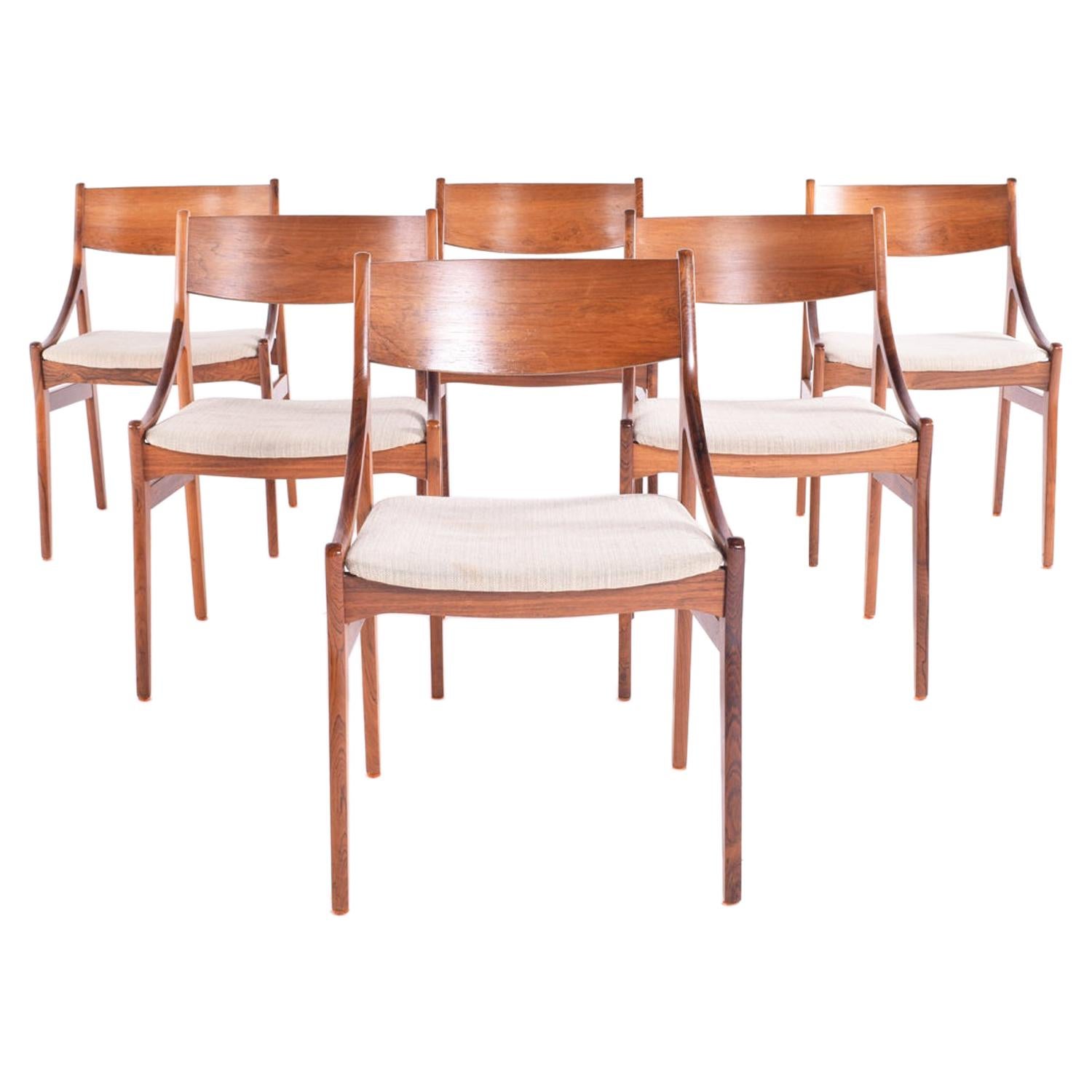 Midcentury Rosewood Dinning Chairs by Vestervig Erikson for Brdr. Tromborg