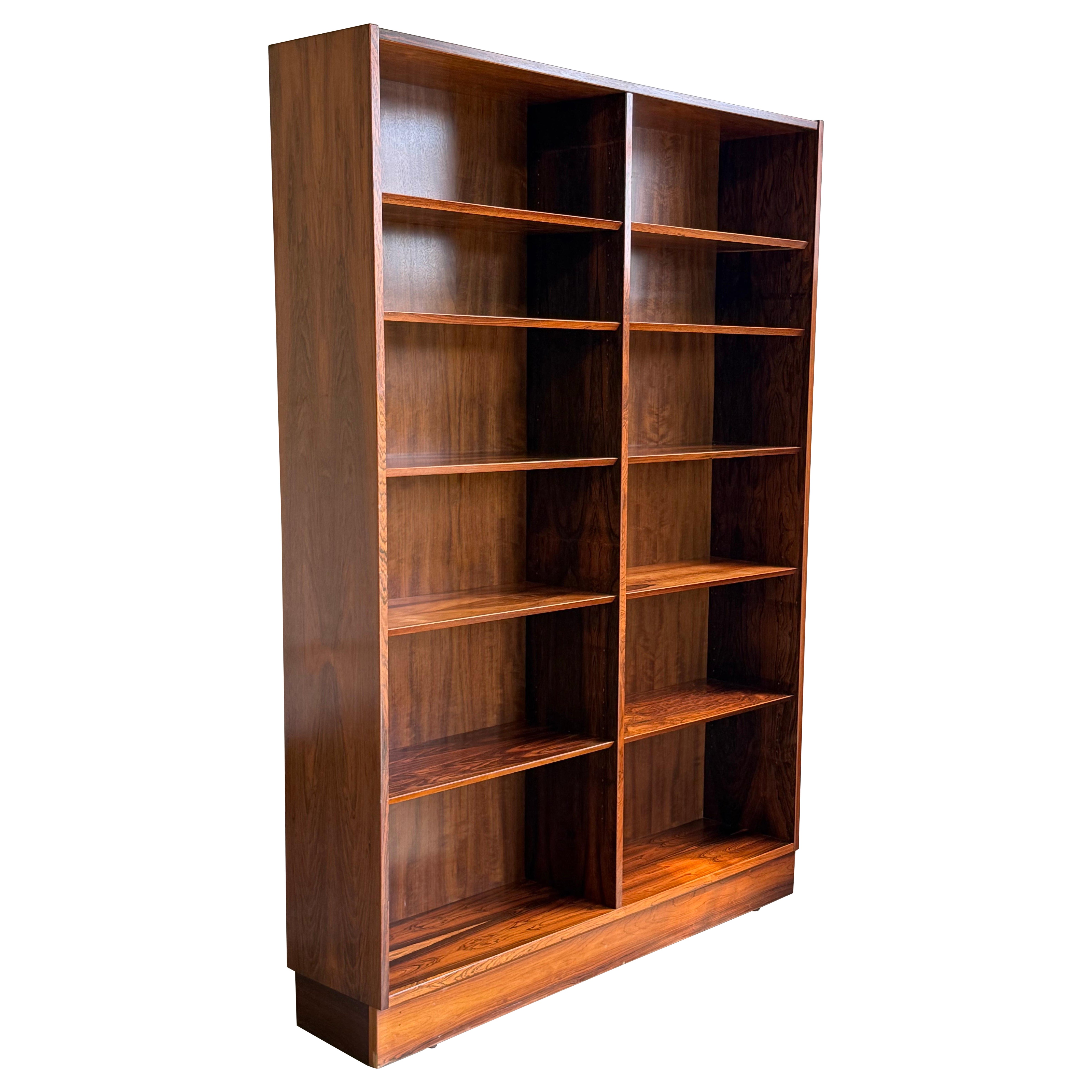 Mid-Century Rosewood Double Bookcase by Poul Hundevad