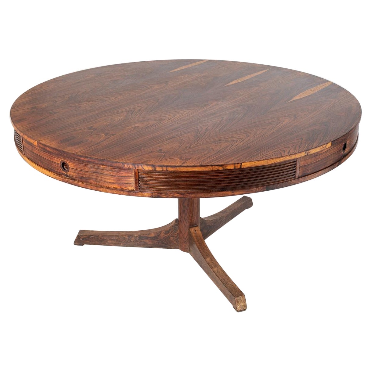 Mid Century Rosewood Drum Round Dining Table 6 Person By Robert Heritage