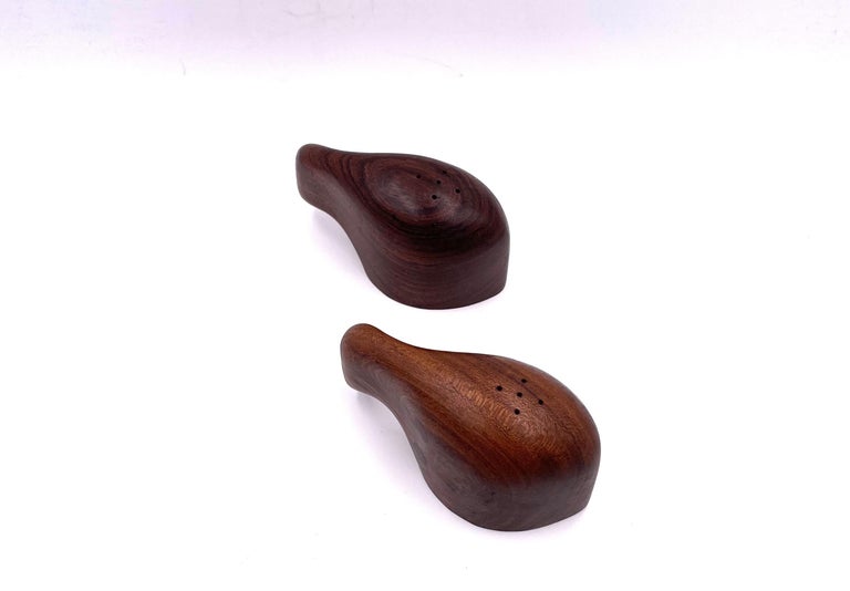 Mexican Mid Century Rosewood “Elephant” Salt & Pepper Shakers For Sale