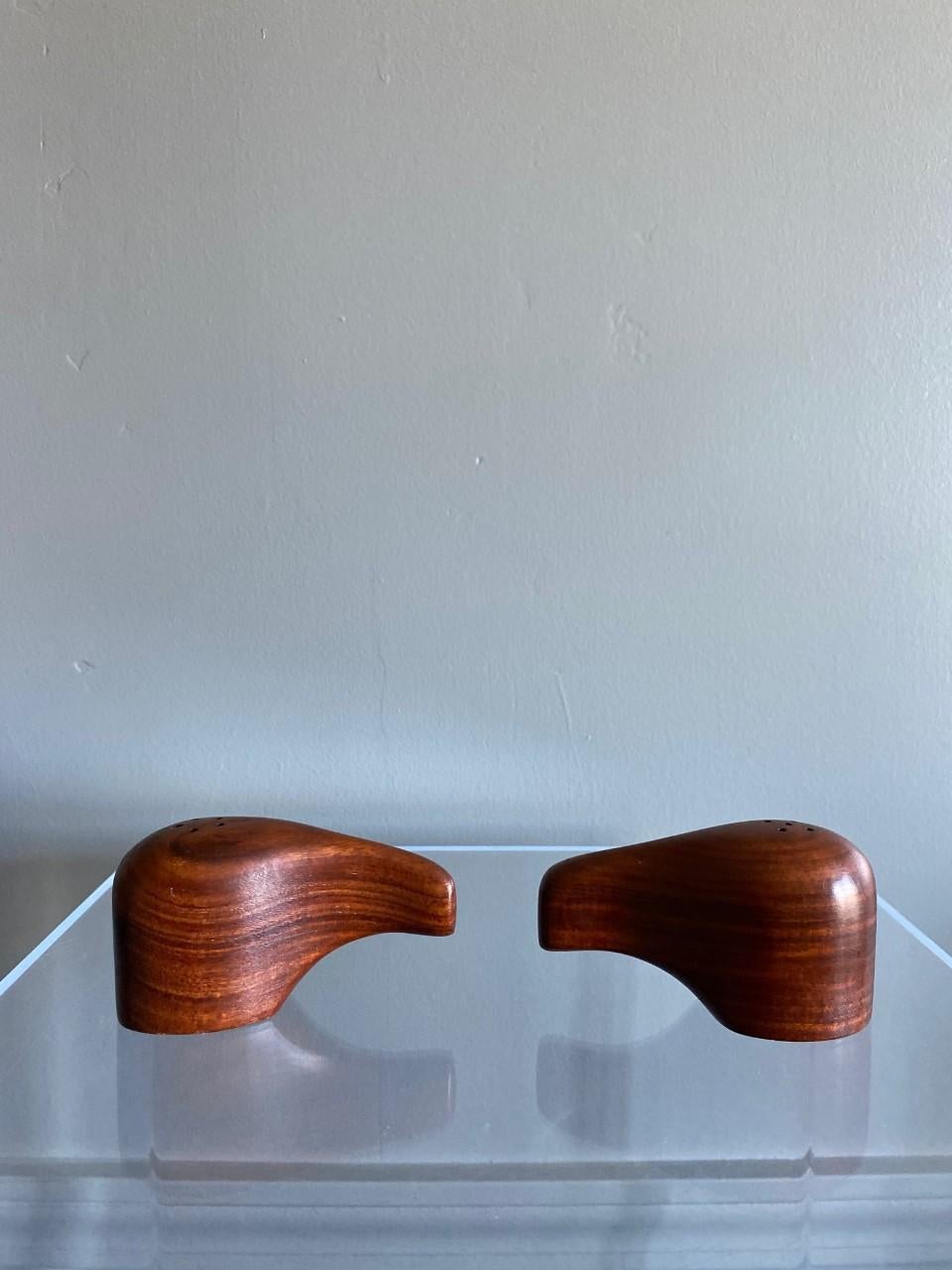 Late 20th Century Mid Century Rosewood “Elephant” Salt & Pepper Shakers For Sale