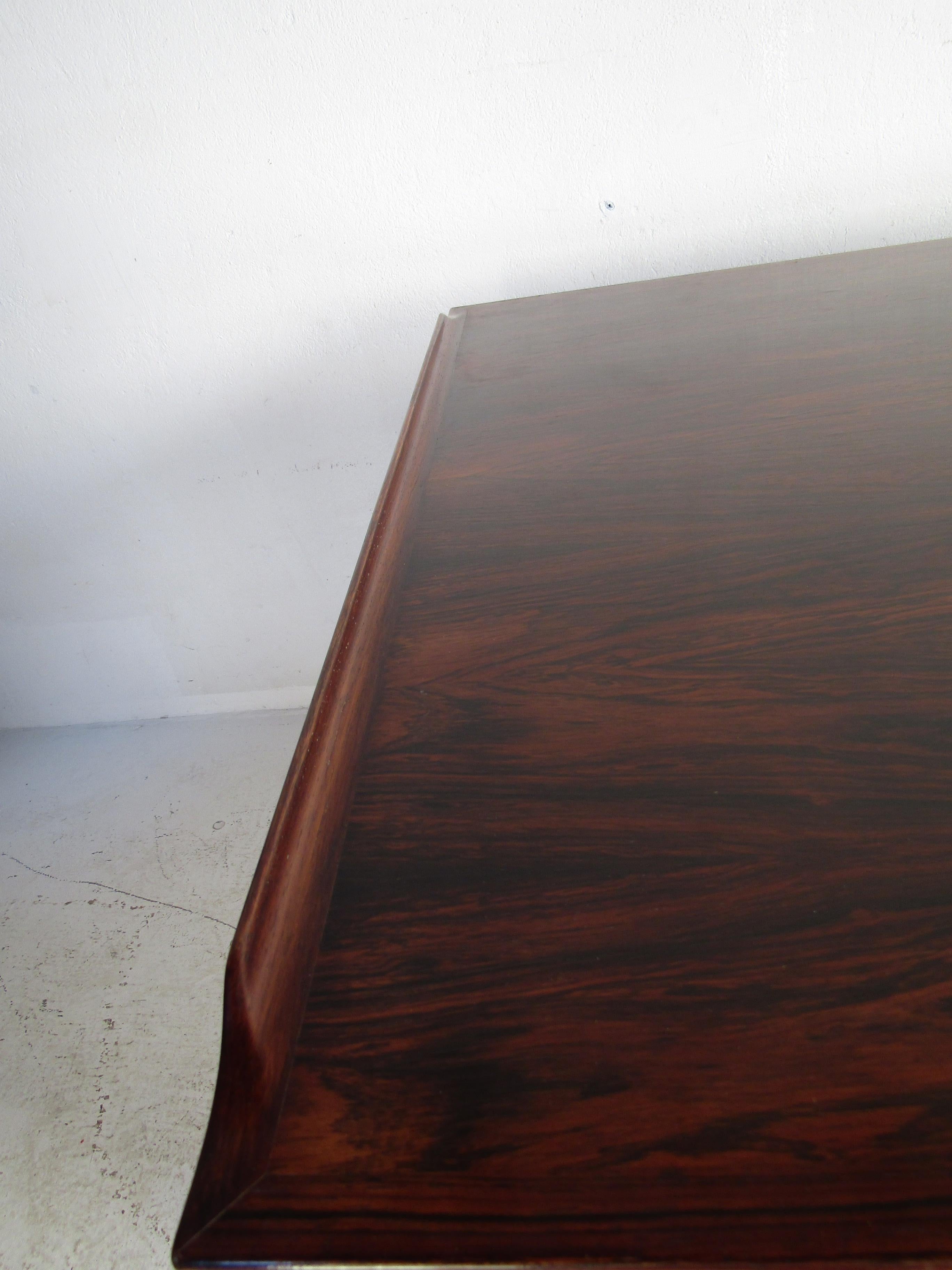 20th Century Midcentury Rosewood Executive Desk with Finished Back