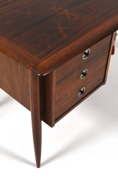 Mid-Century Rosewood Executive Desk with Metal Details, Scandinavian Modern, 60s