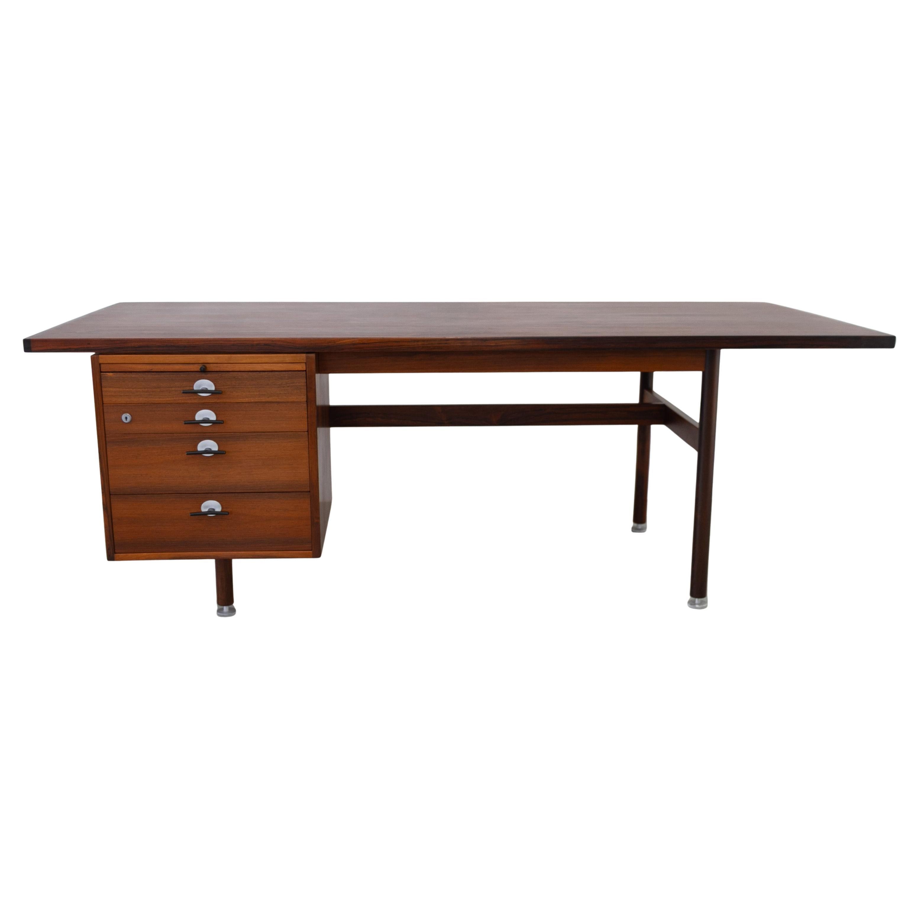 Mid-Century Rosewood Executive Desk with Y Pulls by Jens Risom, 1960s.