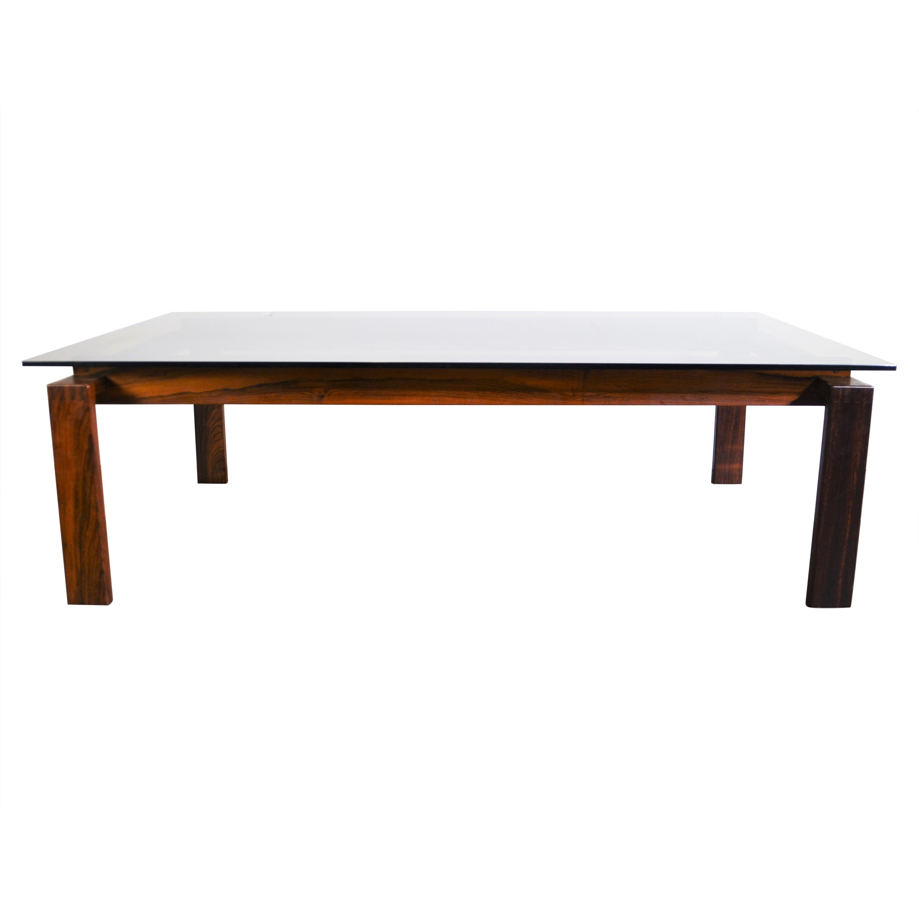 Mid-Century Rosewood Glass Top Coffee