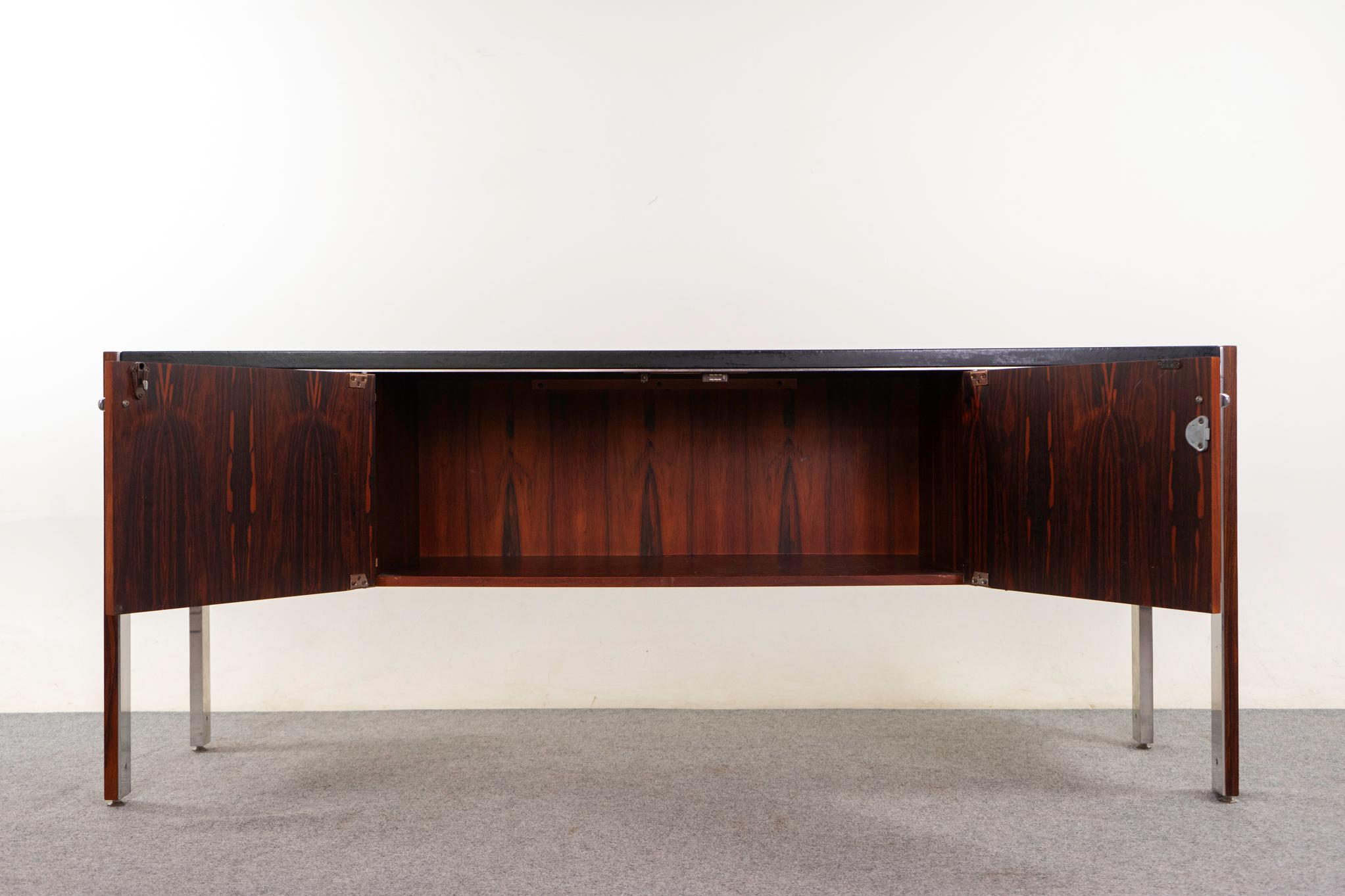 Mid-Century Modern Mid-Century Rosewood & Leather Sideboard by Herman Miller For Sale