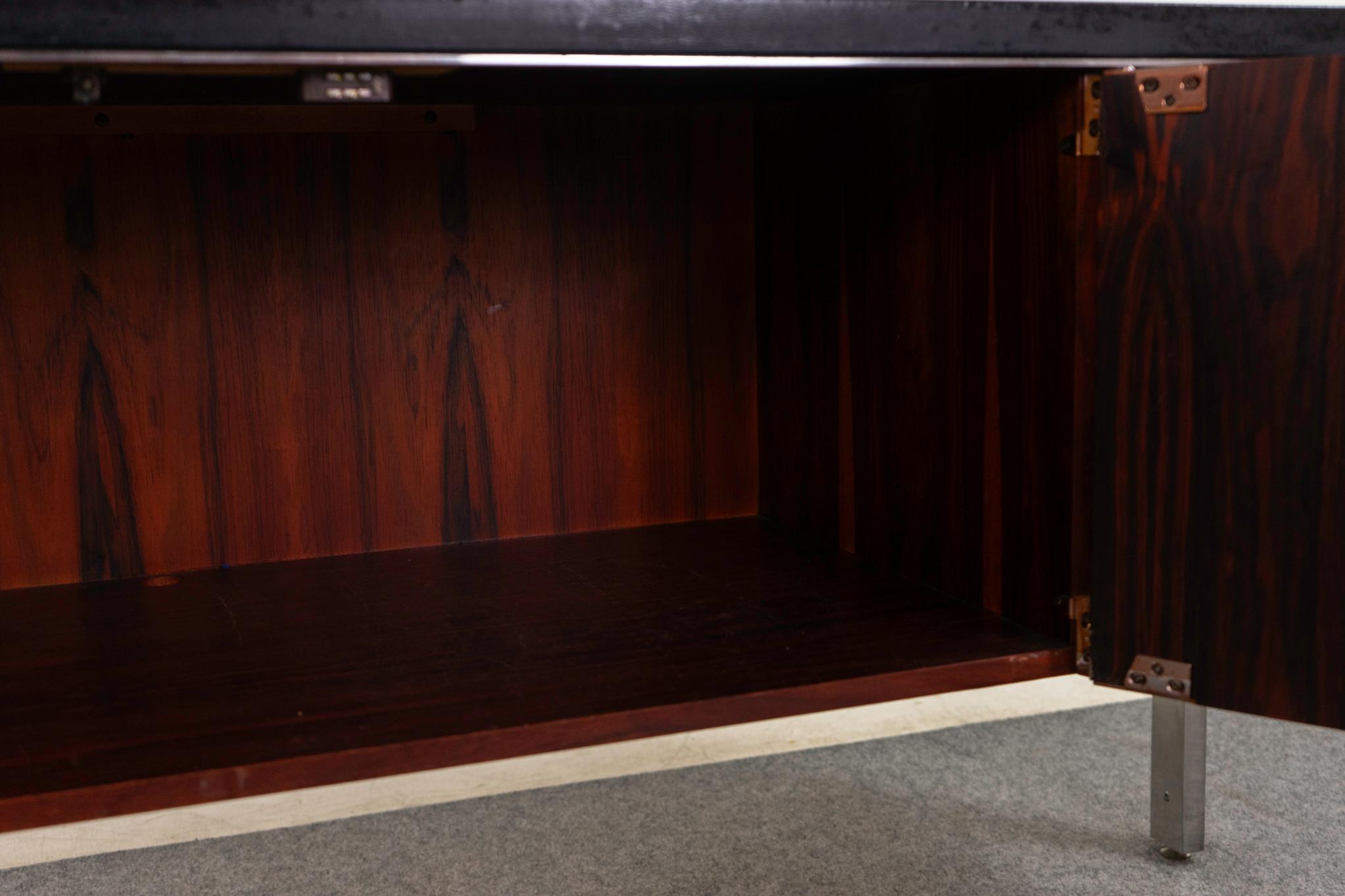 Canadian Mid-Century Rosewood & Leather Sideboard by Herman Miller For Sale