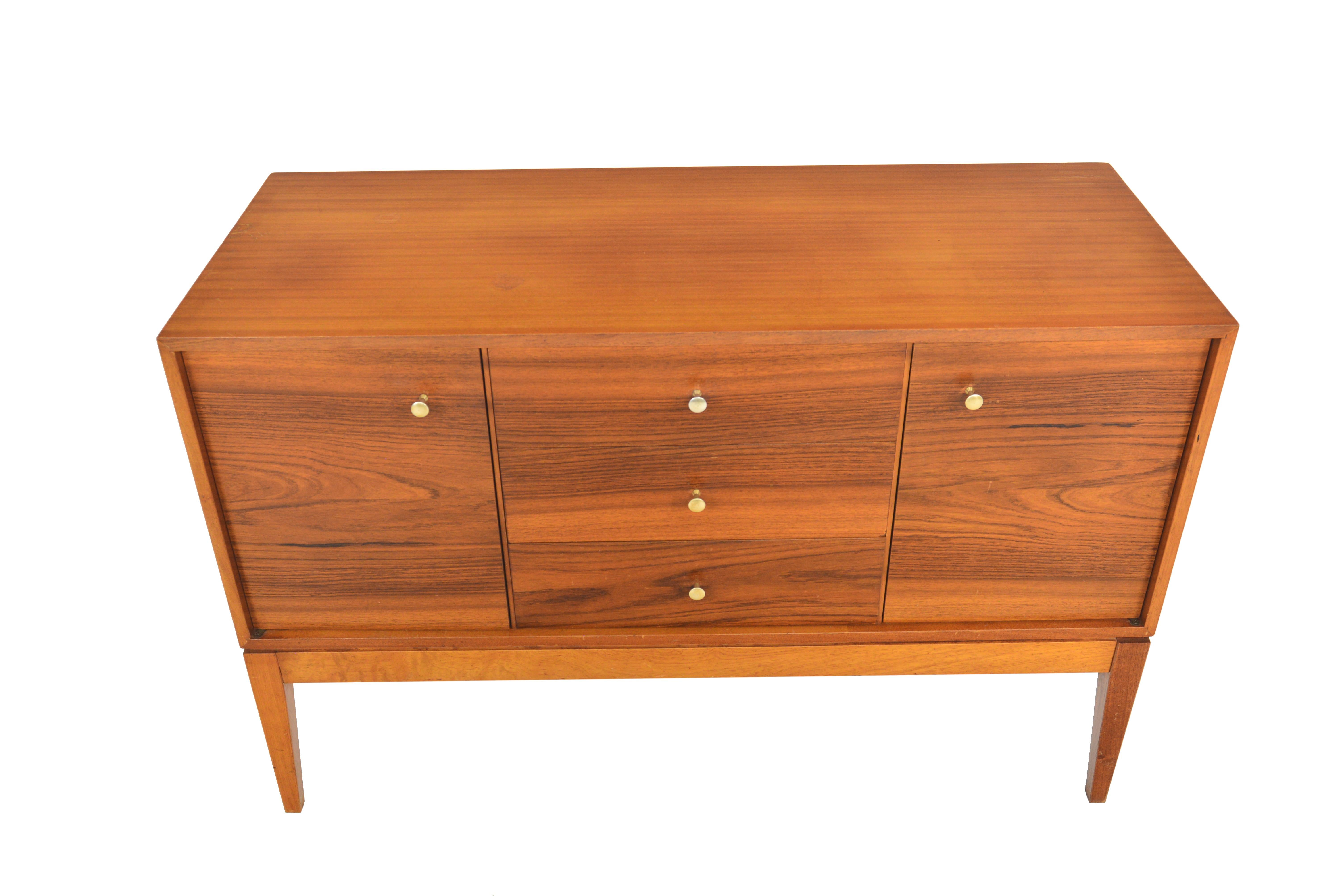 English Midcentury Rosewood and Mahogany Low Dresser