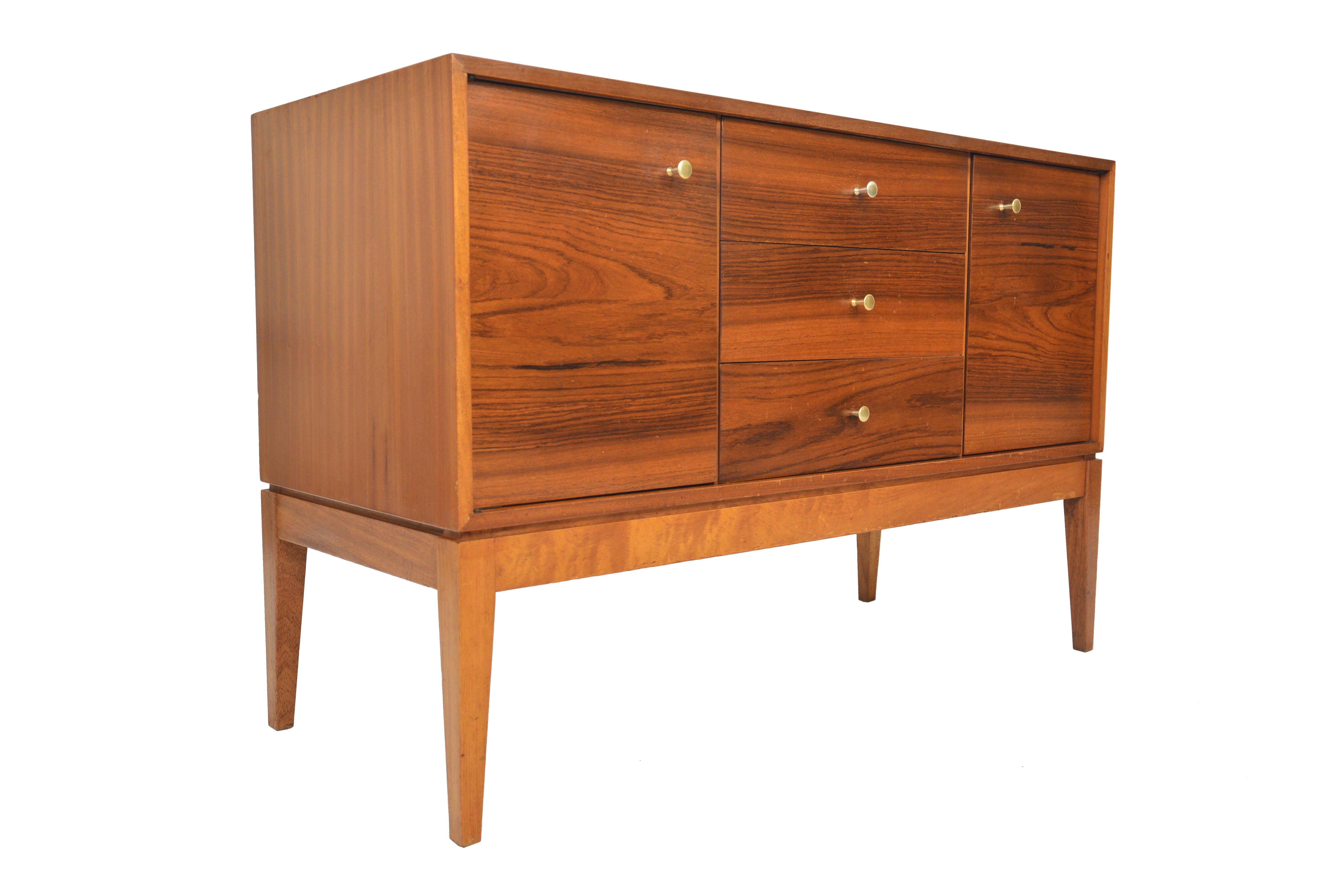 Midcentury Rosewood and Mahogany Low Dresser In Good Condition In Berkeley, CA