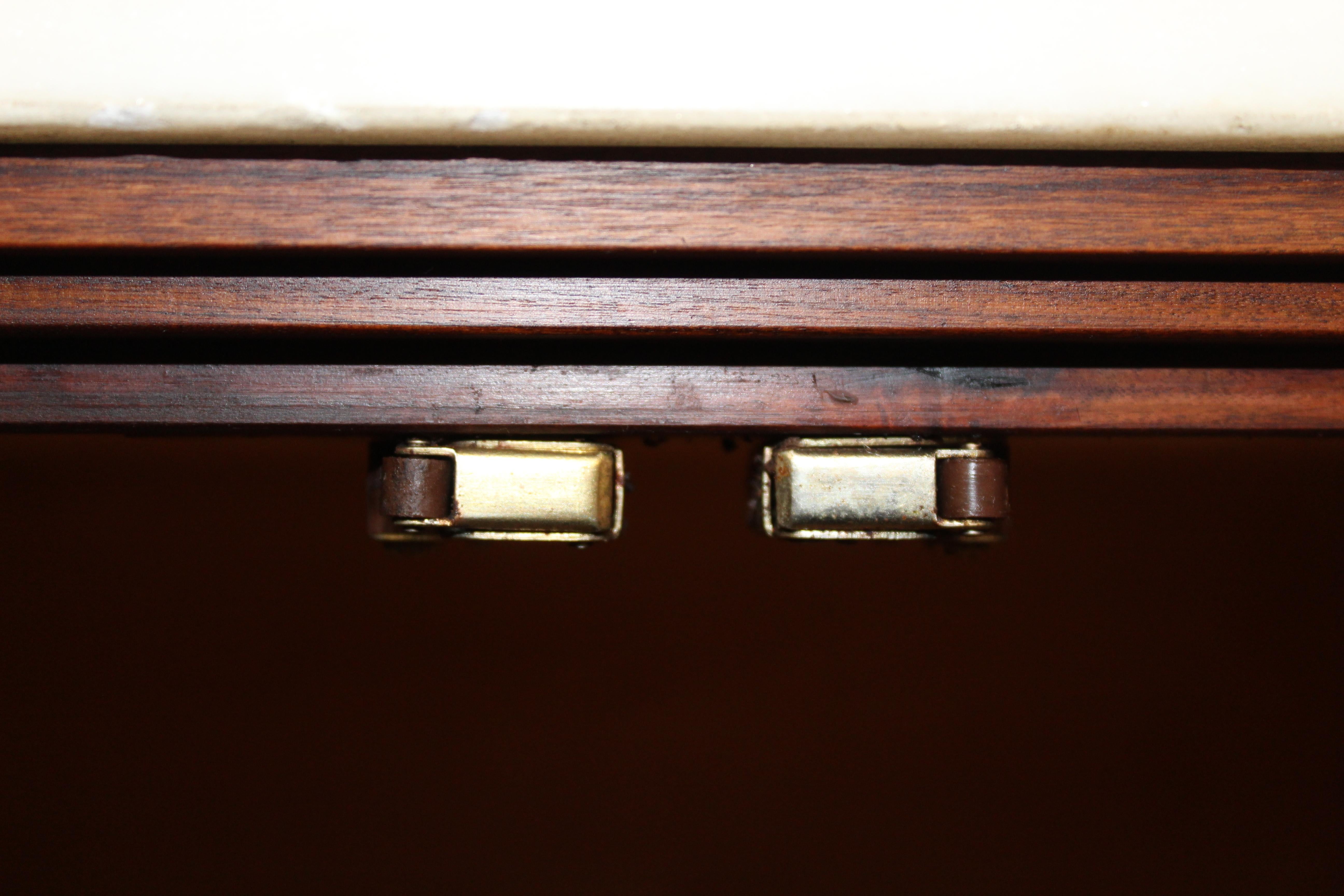Mid-Century Rosewood & Marble Cabinet Tables For Sale 4