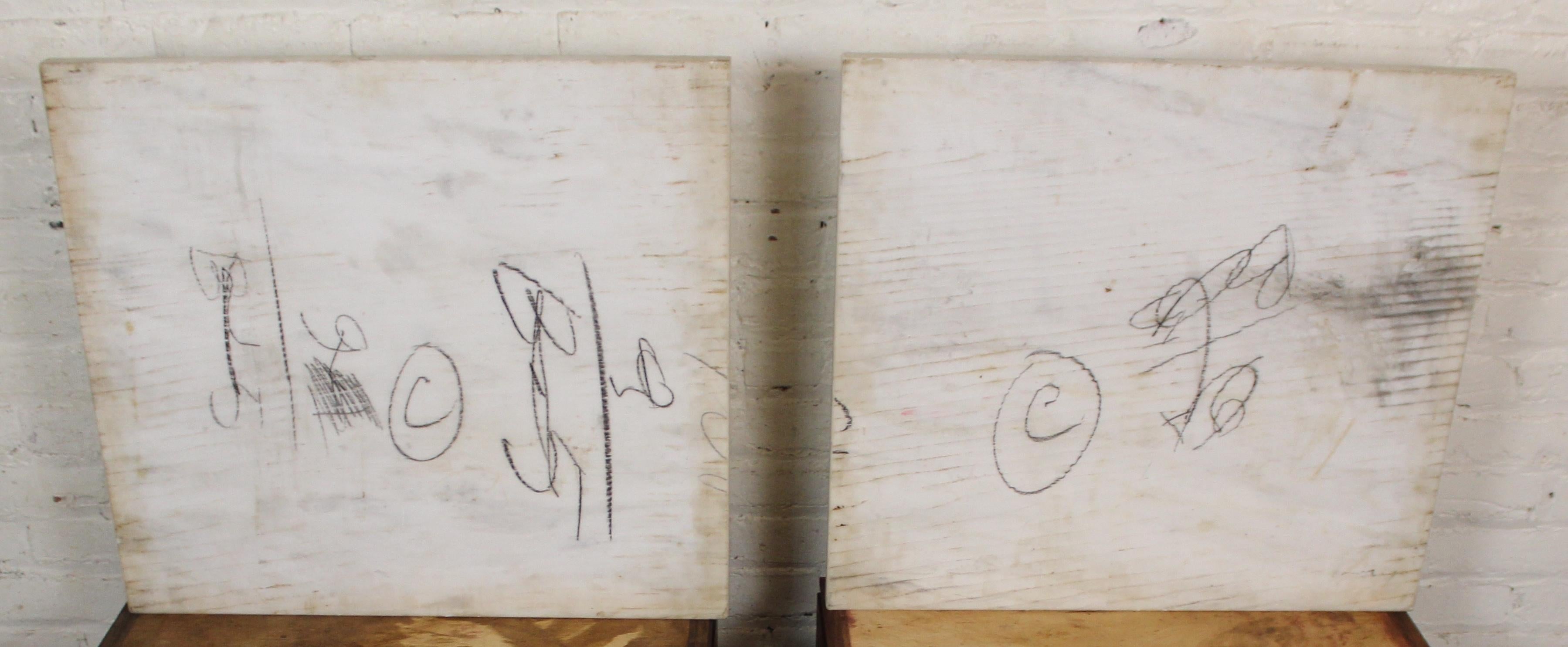 Mid-Century Rosewood & Marble Cabinet Tables For Sale 13