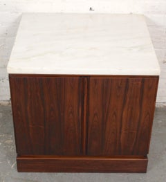 Mid-Century Rosewood & Marble Cabinet Tables