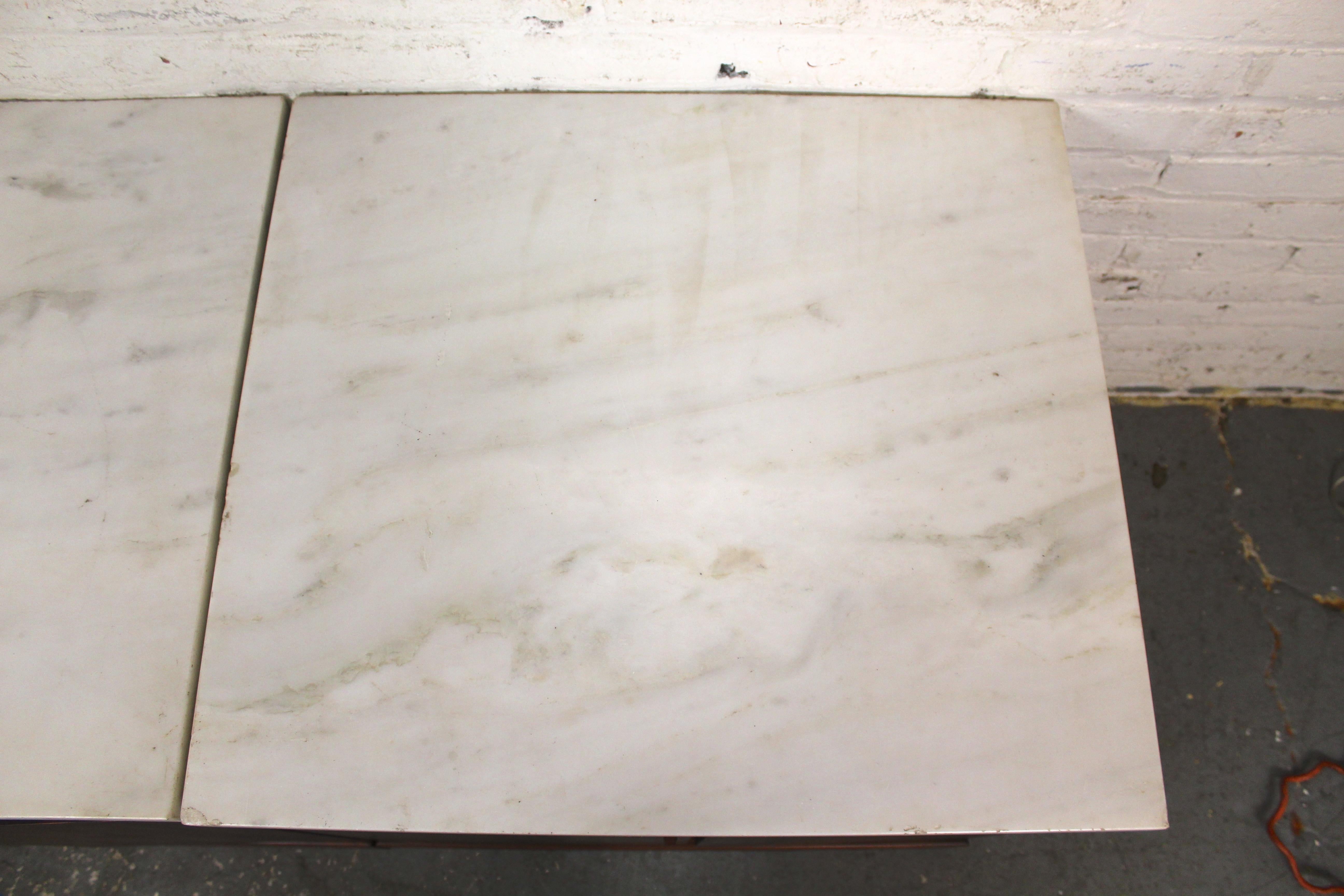 20th Century Mid-Century Rosewood & Marble Cabinet Tables For Sale
