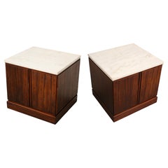 Mid-Century Palisander & Marmor Kabinett Tische