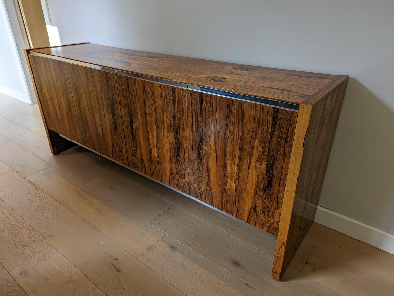 British Mid-Century Rosewood Merrow Associates Sideboard with Chrome, Richard Young