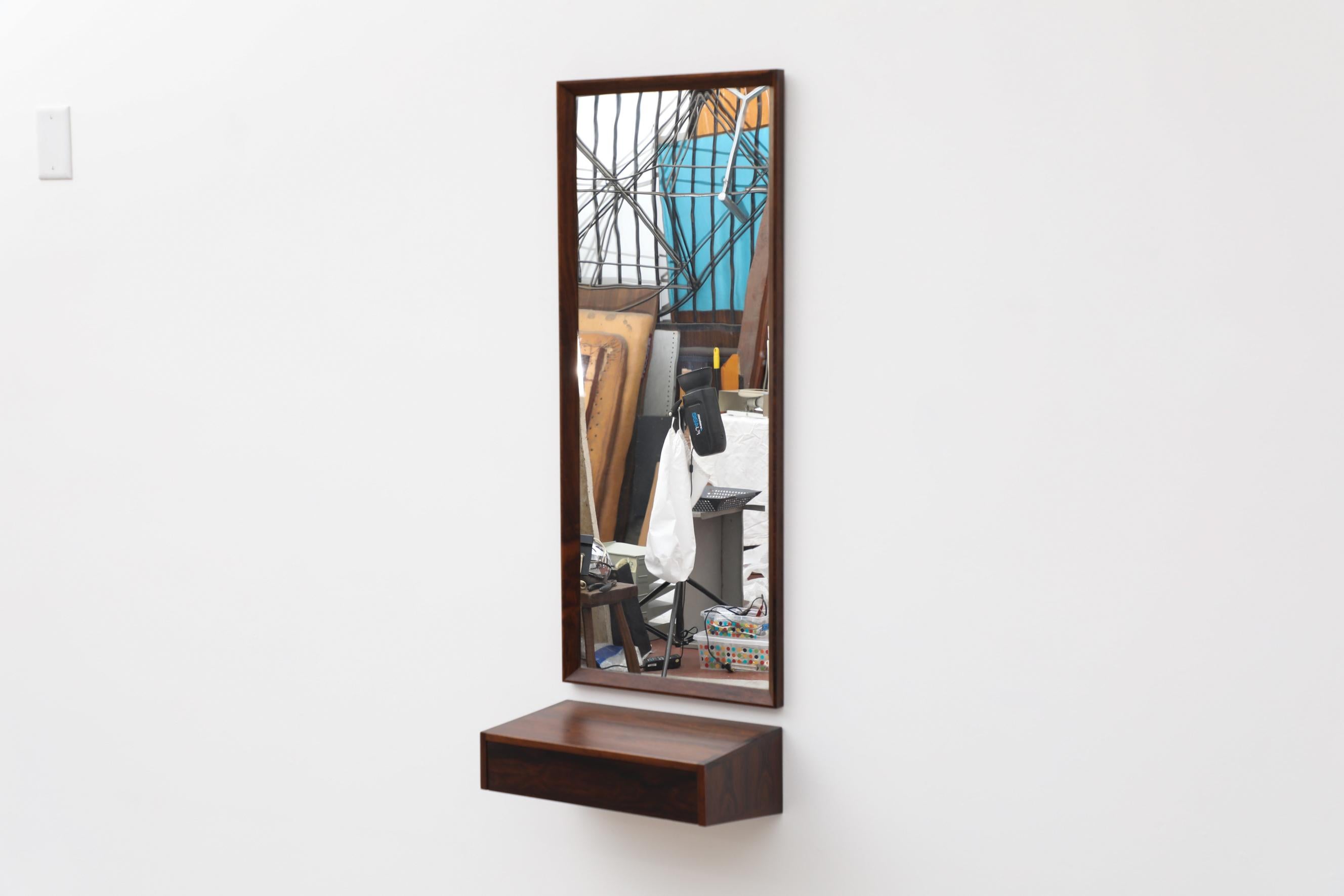 Mid-Century Modern Midcentury Rosewood Mirror and Shelf Entry Set