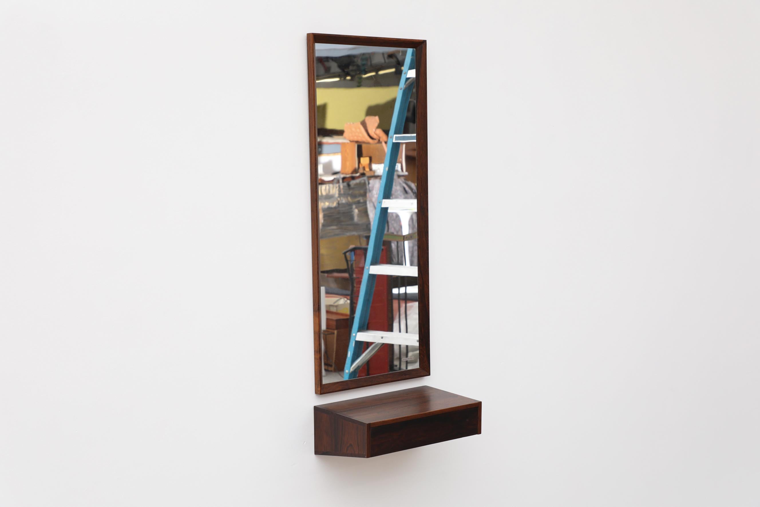 Danish Midcentury Rosewood Mirror and Shelf Entry Set