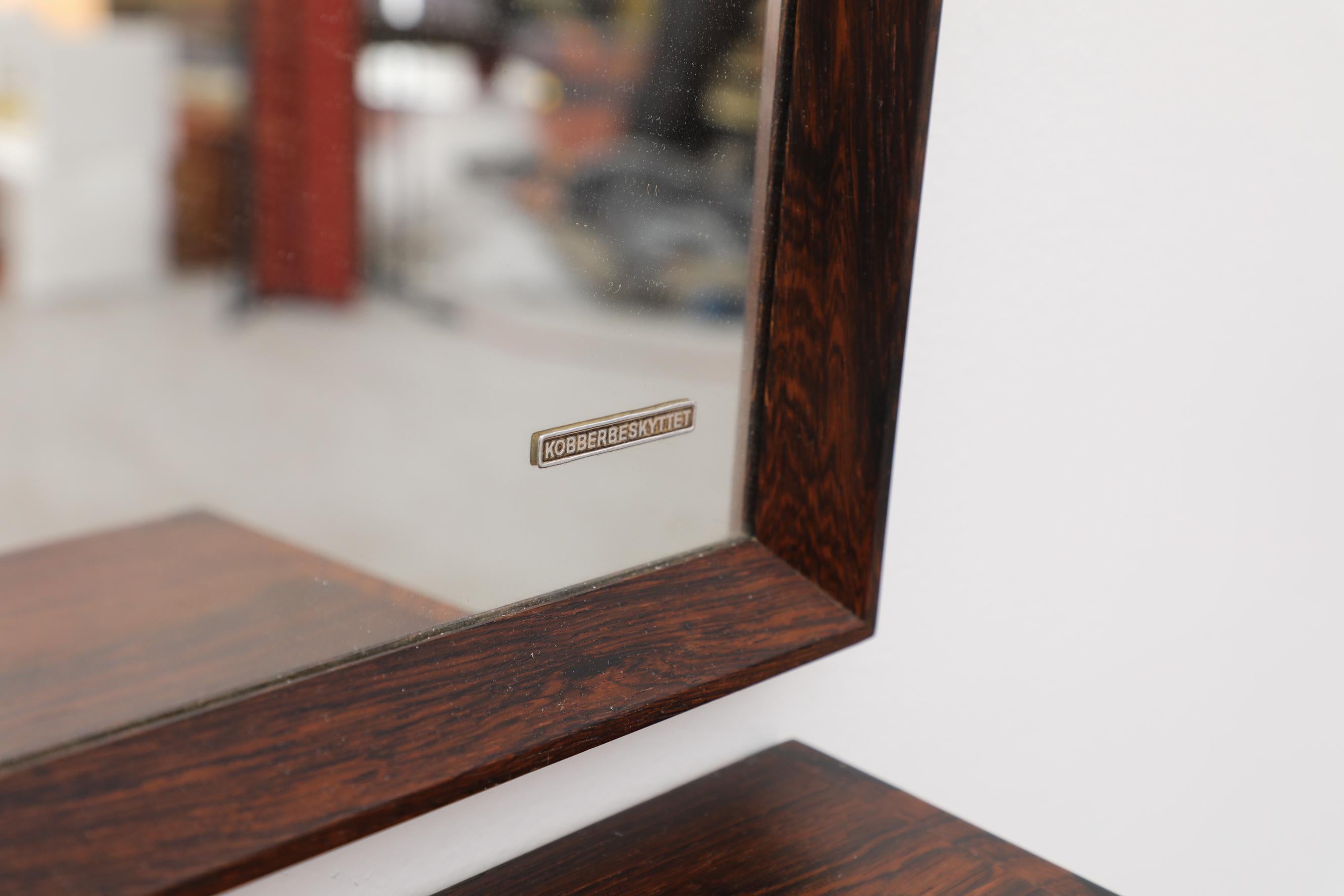 Midcentury Rosewood Mirror and Shelf Entry Set 2