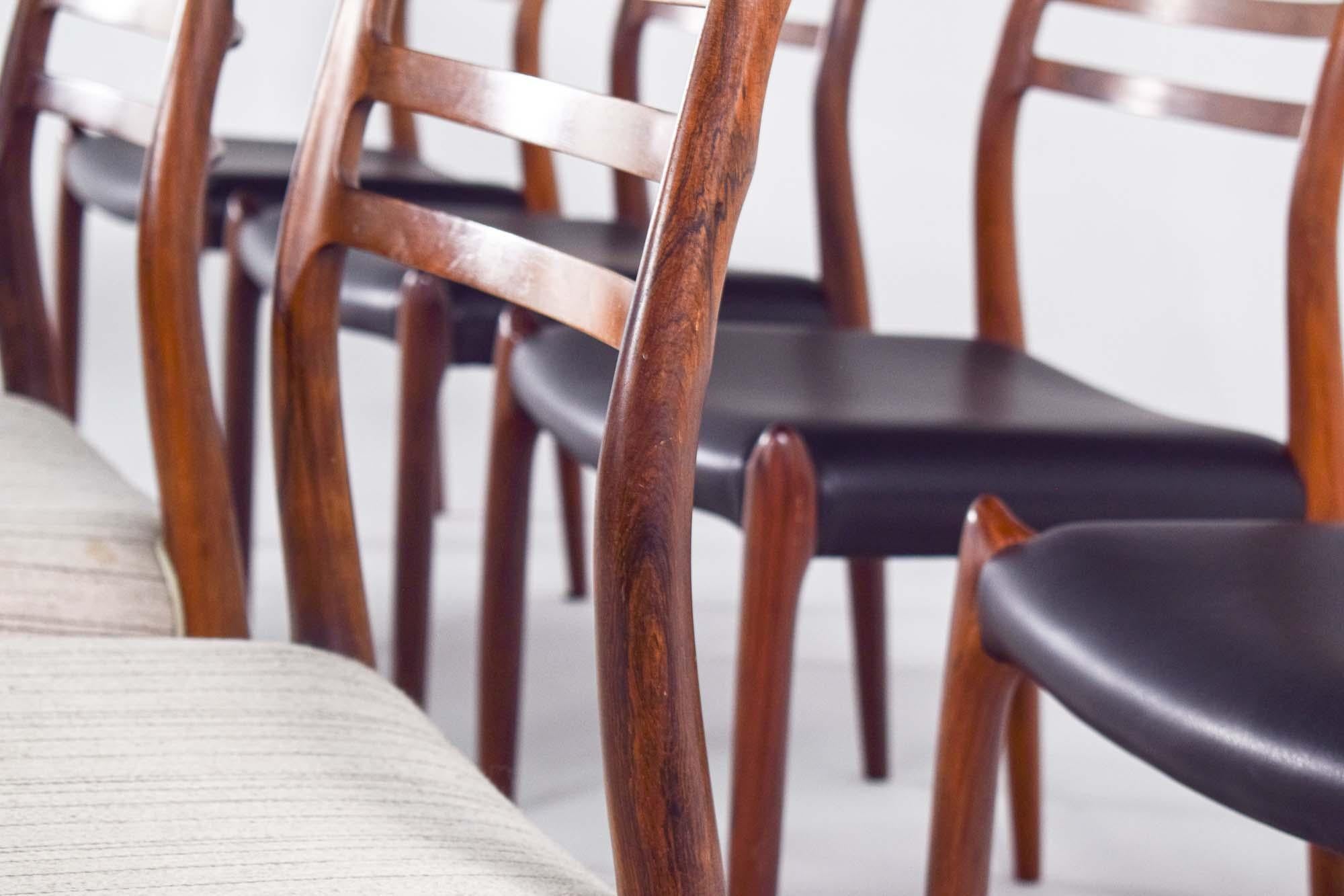 Mid Century Rosewood Model 78 Dining Chairs by Niels Moller 4