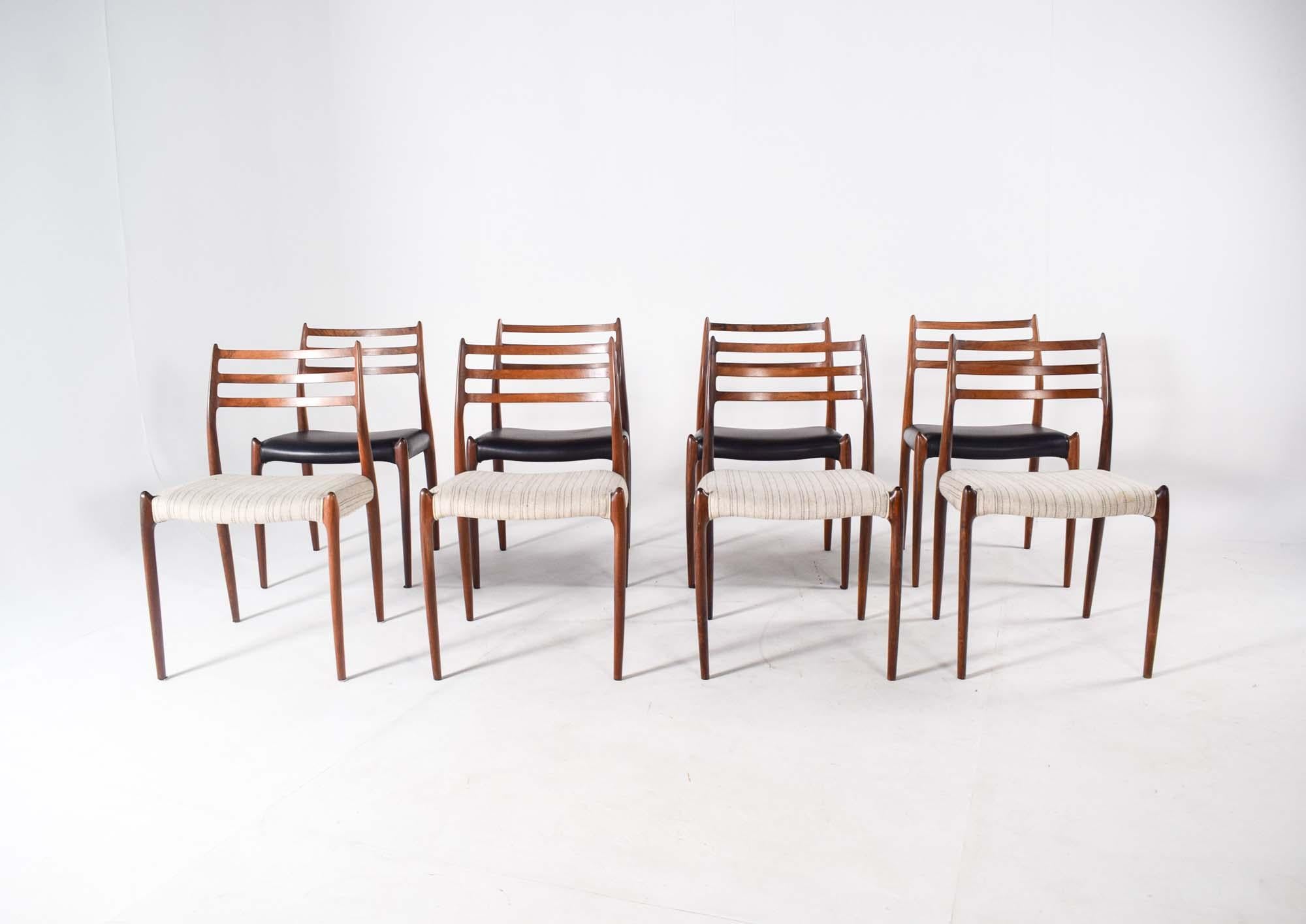 Mid-Century Modern Mid Century Rosewood Model 78 Dining Chairs by Niels Moller