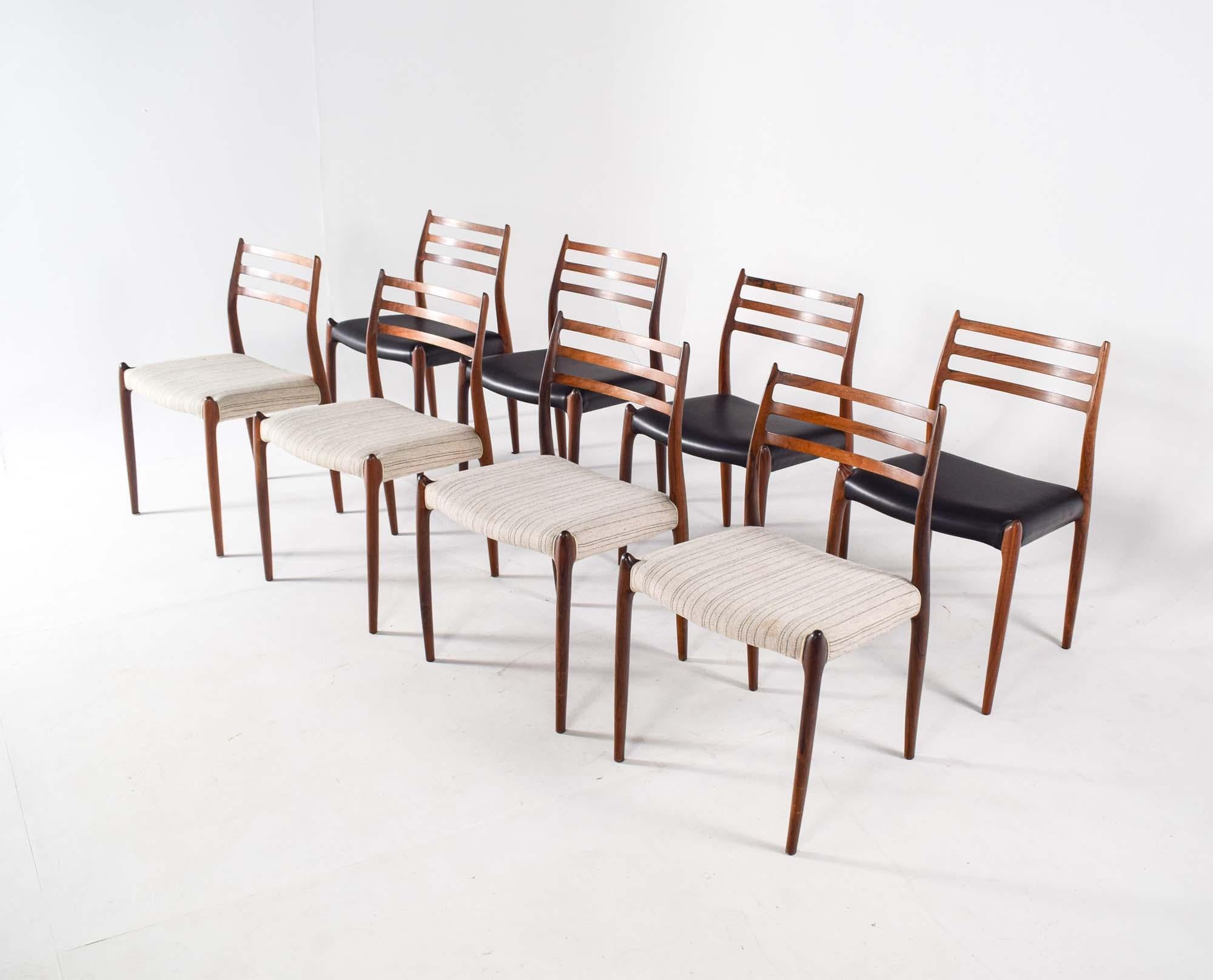 Danish Mid Century Rosewood Model 78 Dining Chairs by Niels Moller