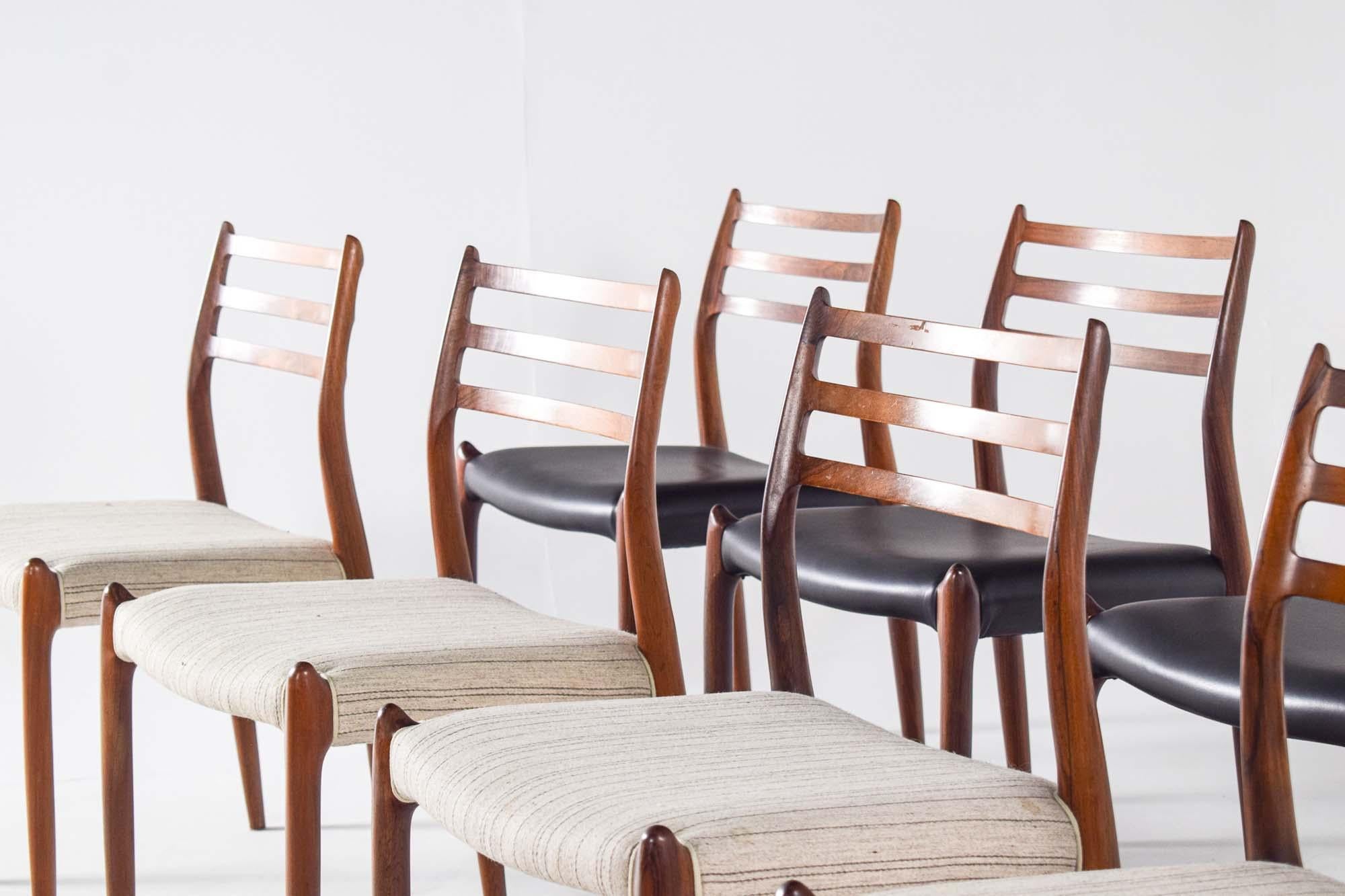Mid Century Rosewood Model 78 Dining Chairs by Niels Moller In Good Condition In Lisboa, Lisboa