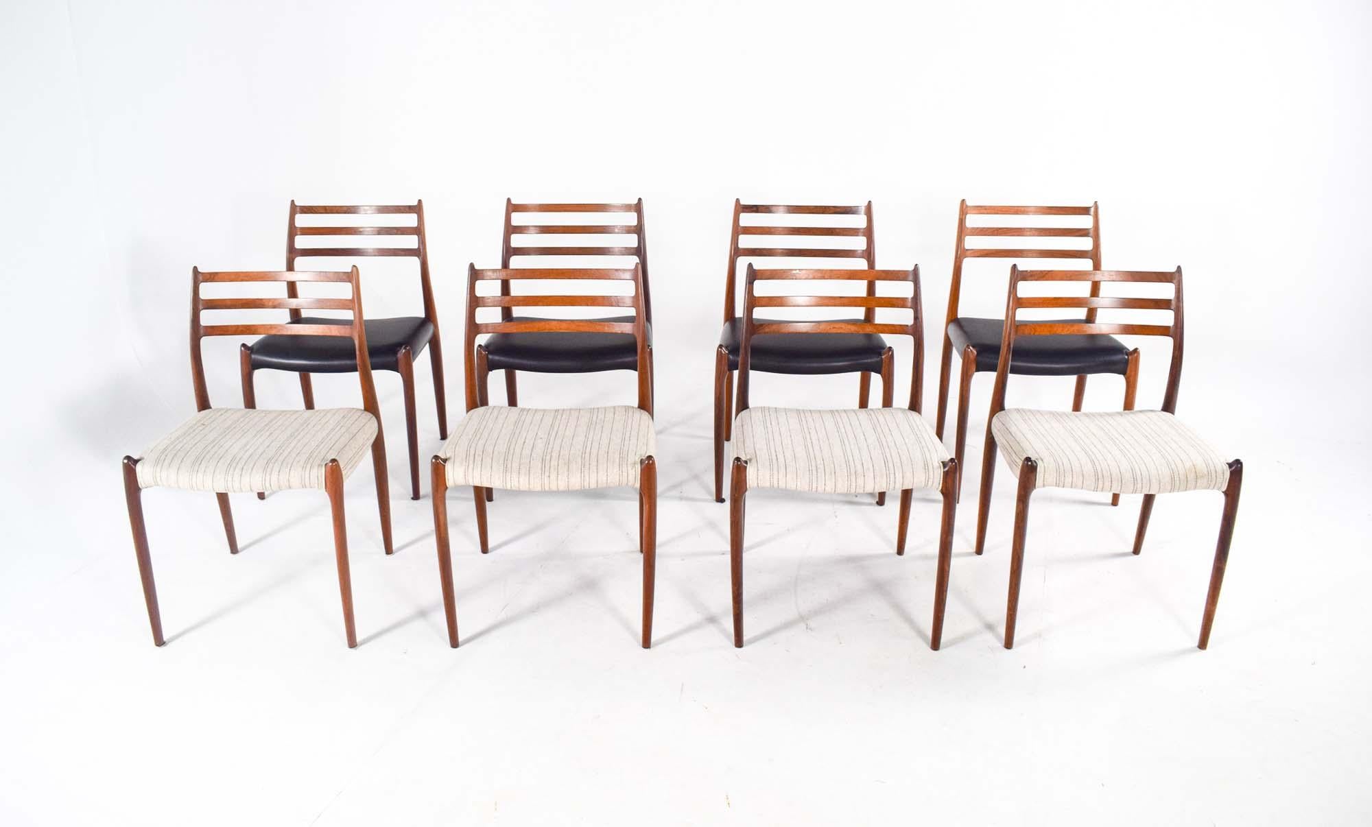 Mid Century Rosewood Model 78 Dining Chairs by Niels Moller 2