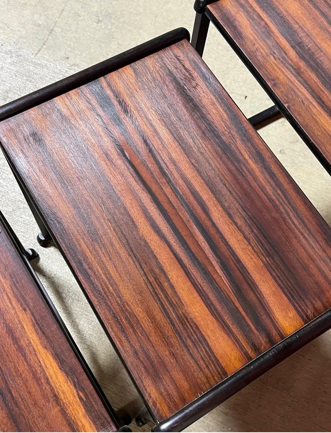 Mid Century Rosewood Nesting Tables - Set of 3 For Sale 6