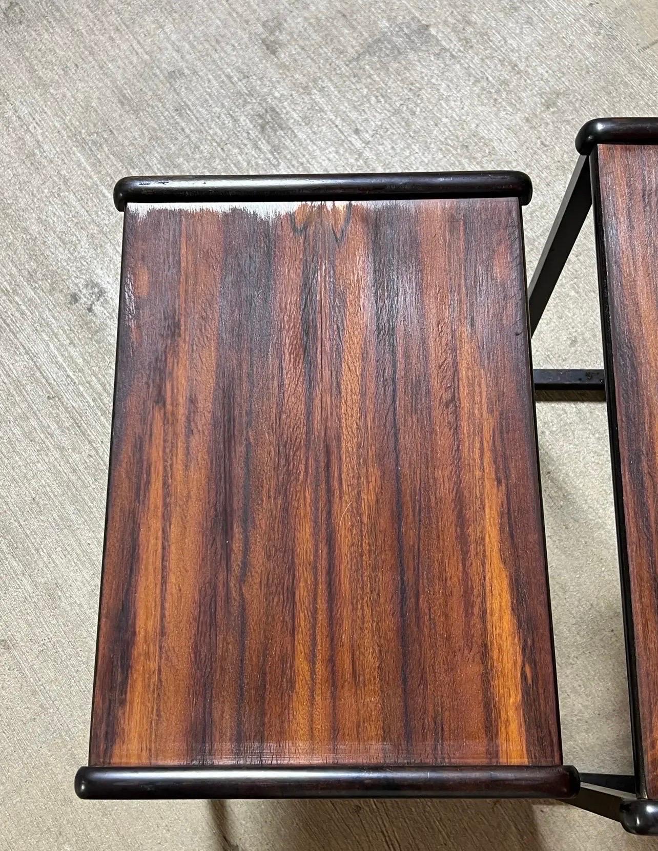 Unknown Mid Century Rosewood Nesting Tables - Set of 3 For Sale