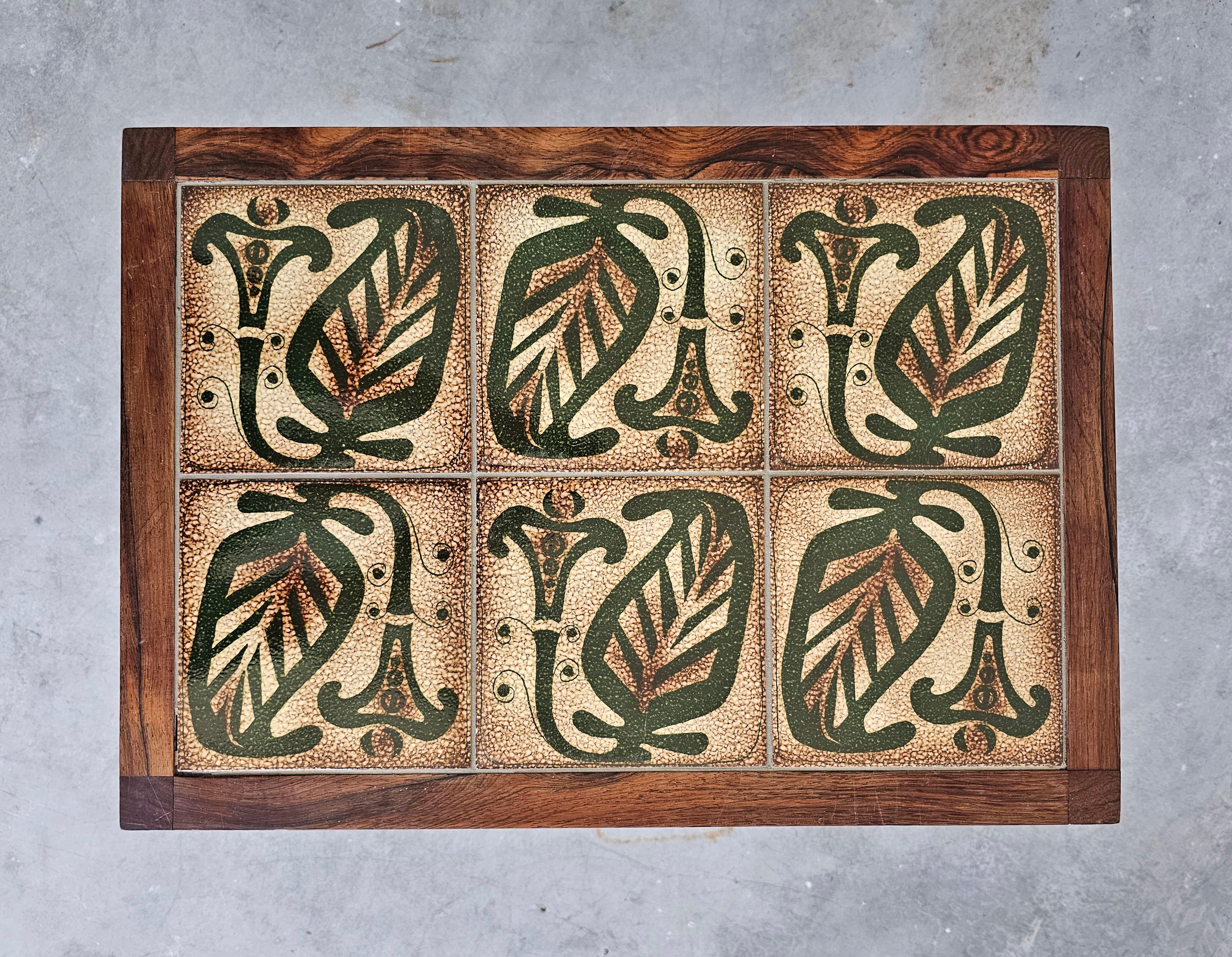Mid Century Rosewood Nesting Tables with Tiles Top, set of 3, Denmark 1960s 1