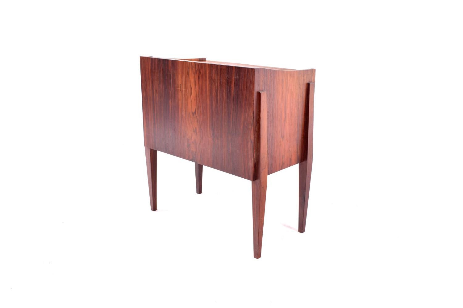 Brass Midcentury Rosewood Nightstand by Frode Holm