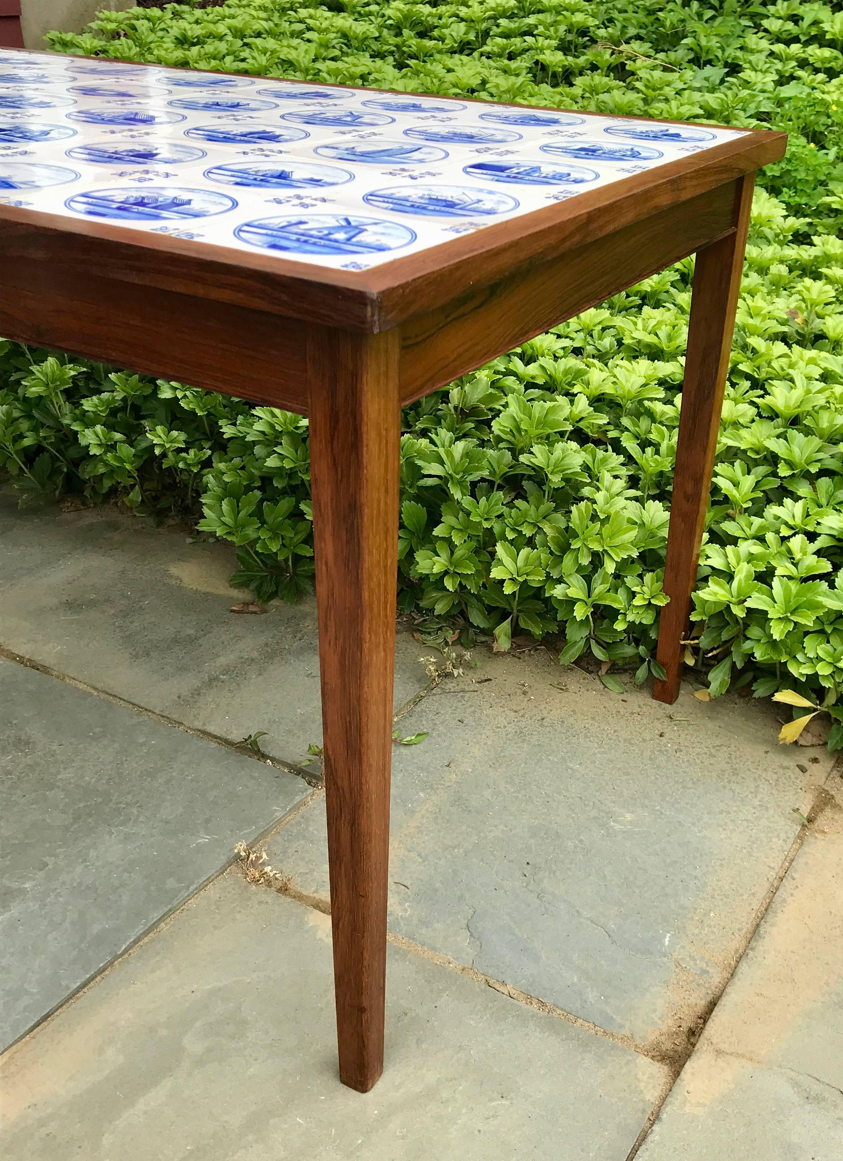Mid-Century Modern Mid-Century Rosewood Occasional Table with Ceramic Tile Top by Frits Henningsen