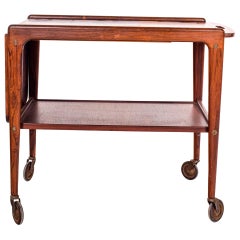 Mid Century Rosewood Rolling Tea Cart by Yngve Ekstrom for Kallemo, Sweden