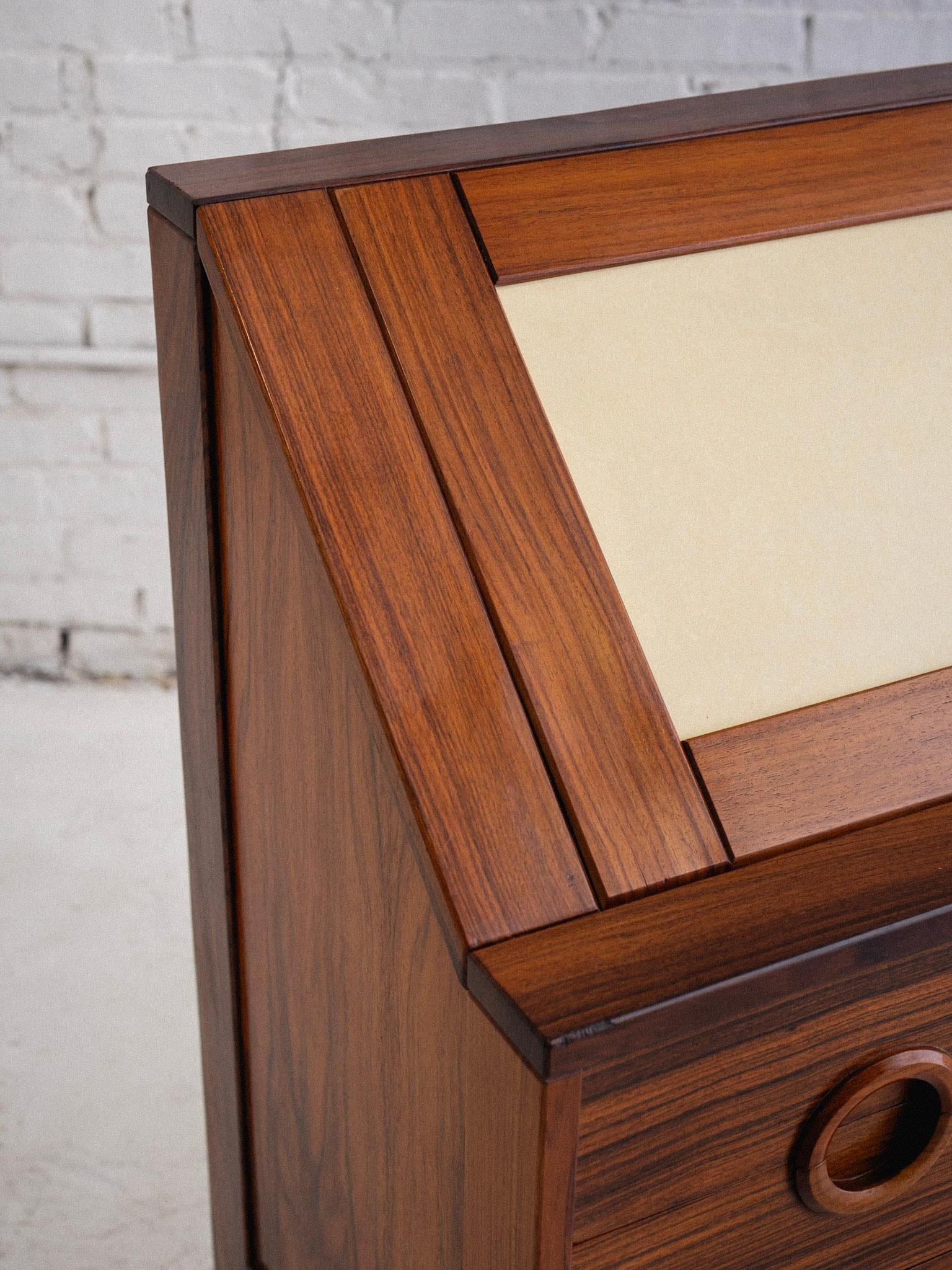 Mid Century Rosewood Secretary Desk In Good Condition For Sale In Brooklyn, NY