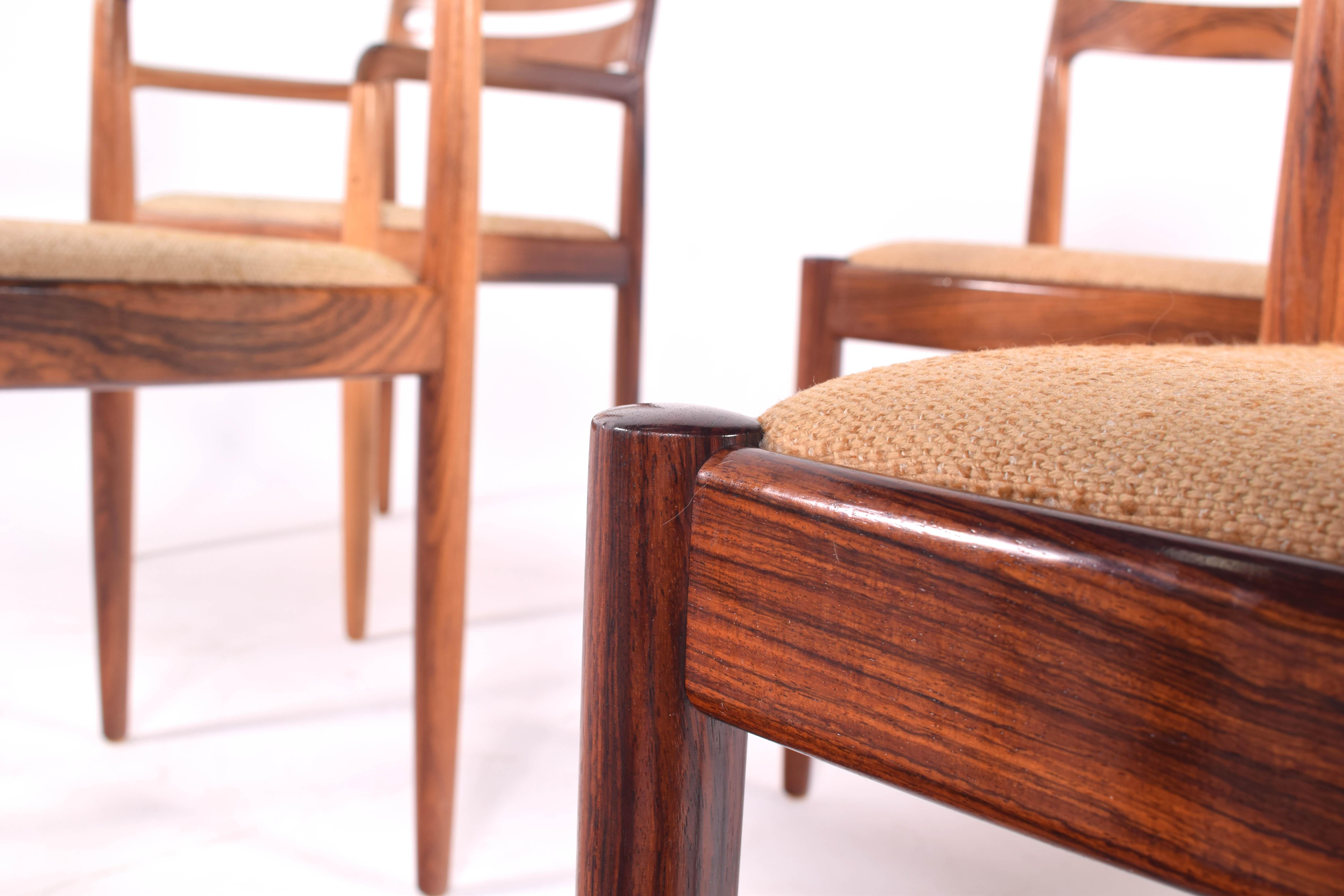 Midcentury Rosewood Set of Six H.W. Klein Dining Chairs for Bramin 2