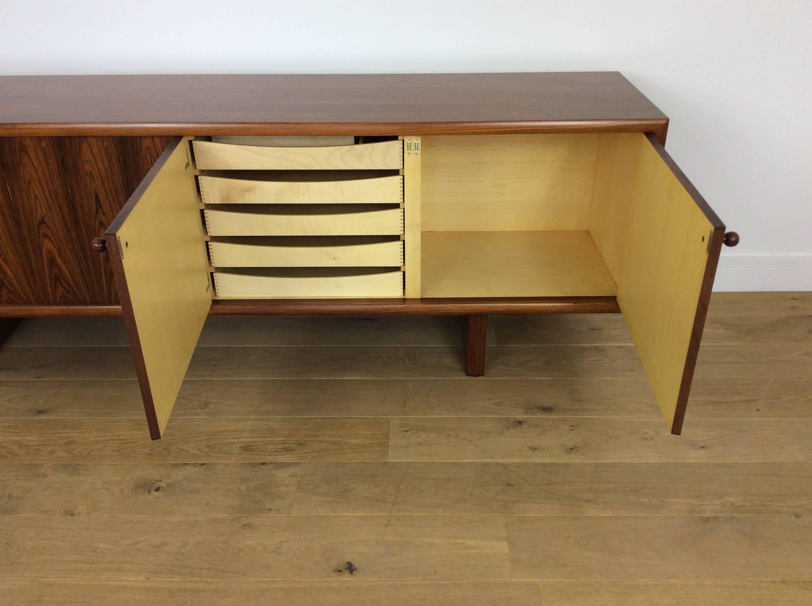 British Midcentury Rosewood Sideboards Credenza Designed by Martin Hall
