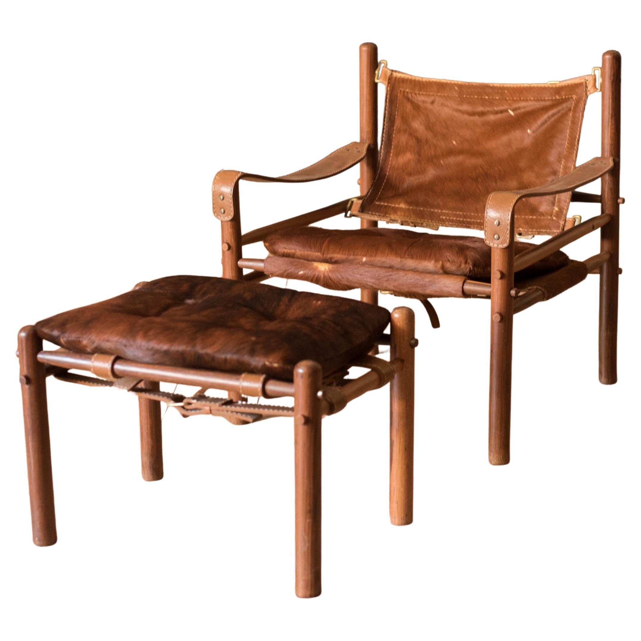 Mid Century Rosewood Sirocco Safari Lounge Chair and Ottoman by Arne Norell