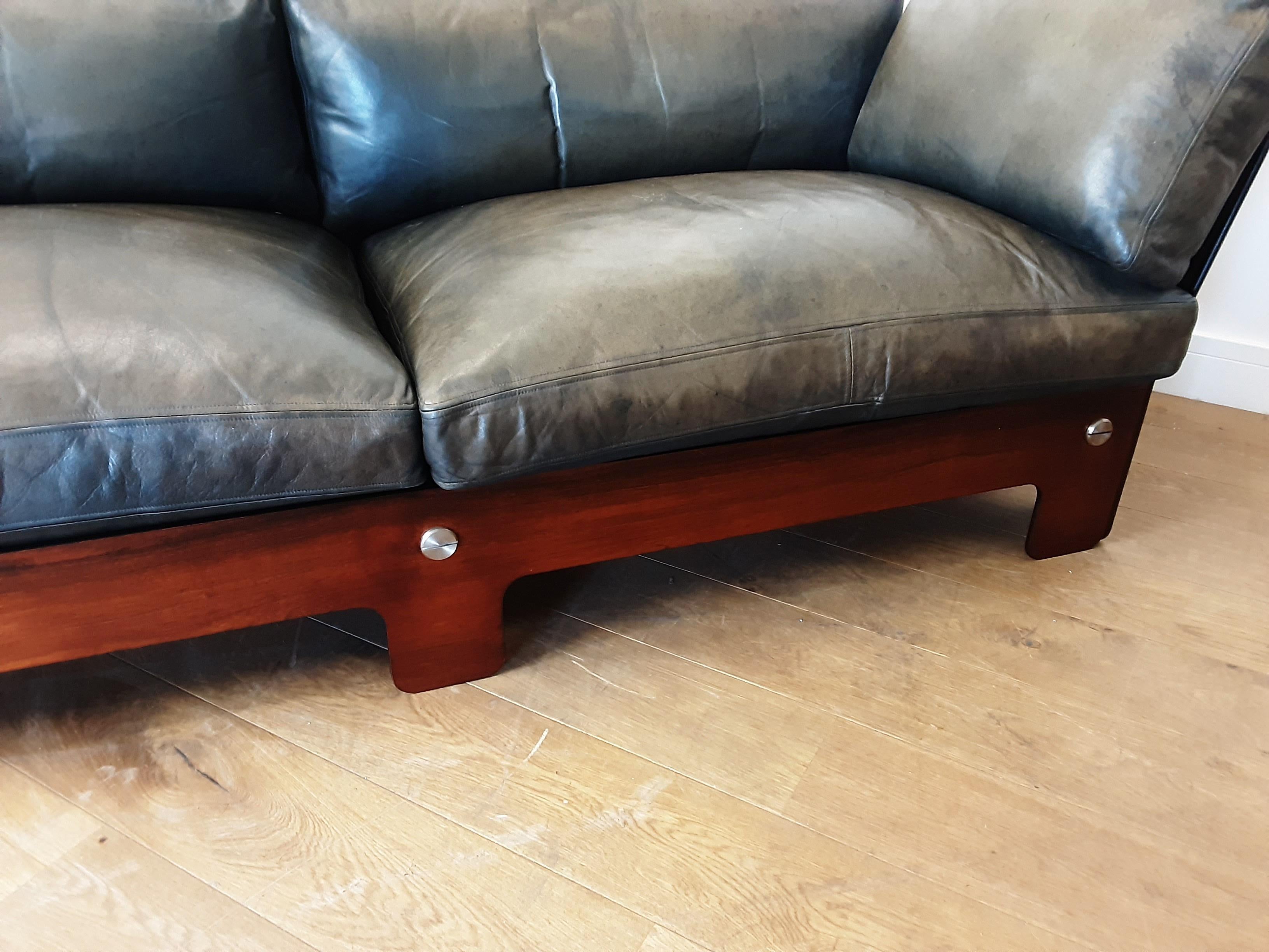 Leather Midcentury Rosewood Sofa by Sigurd Ressell for Vatne Møbler For Sale