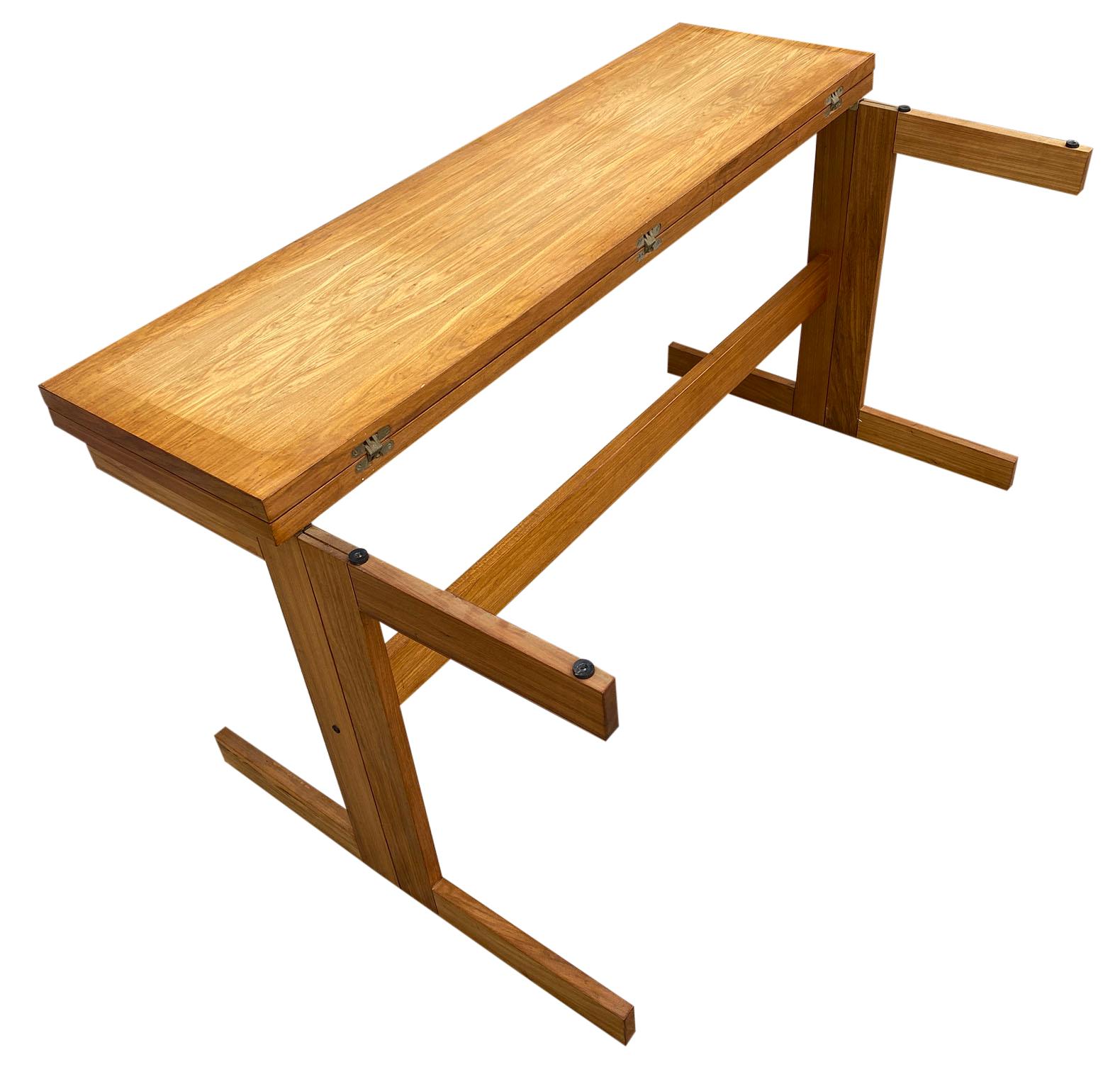 Mid Century rosewood split folding table desk brazilian by karl heinz Bergmiller In Good Condition In BROOKLYN, NY