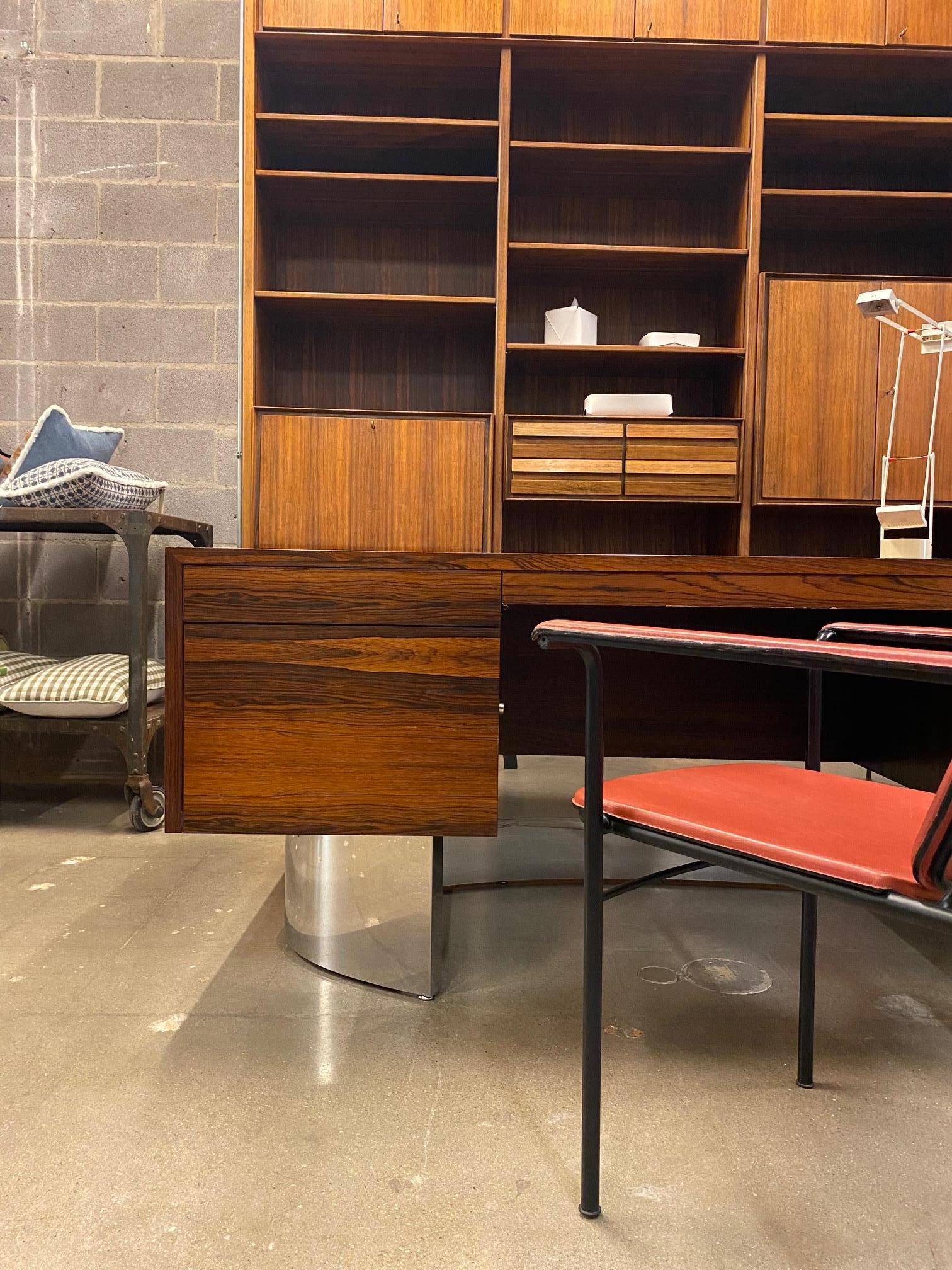 Mid-Century Rosewood & Stainless Executive Desk, USA, 1960's  For Sale 2