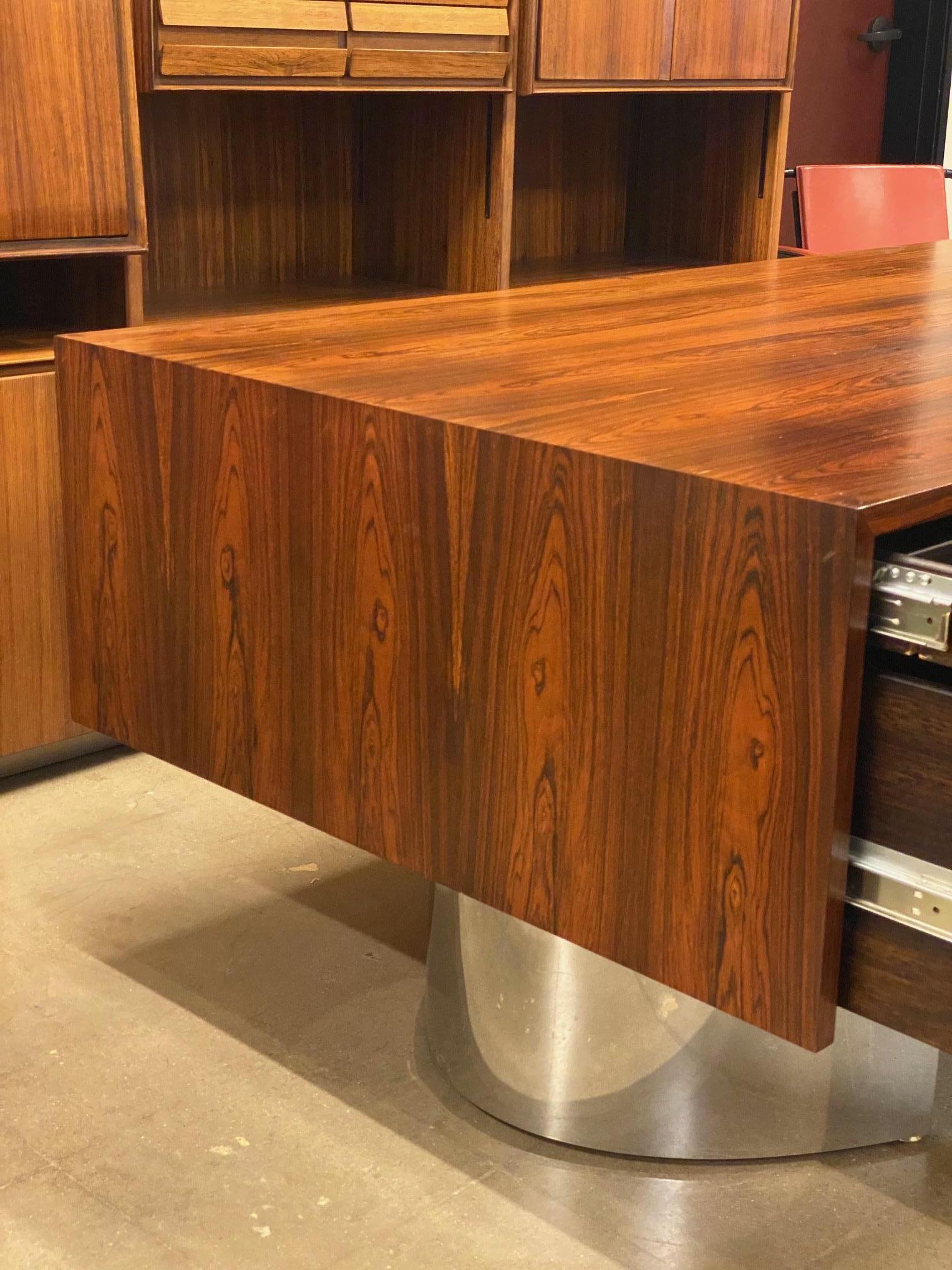 Mid-Century Rosewood & Stainless Executive Desk, USA, 1960's  For Sale 6