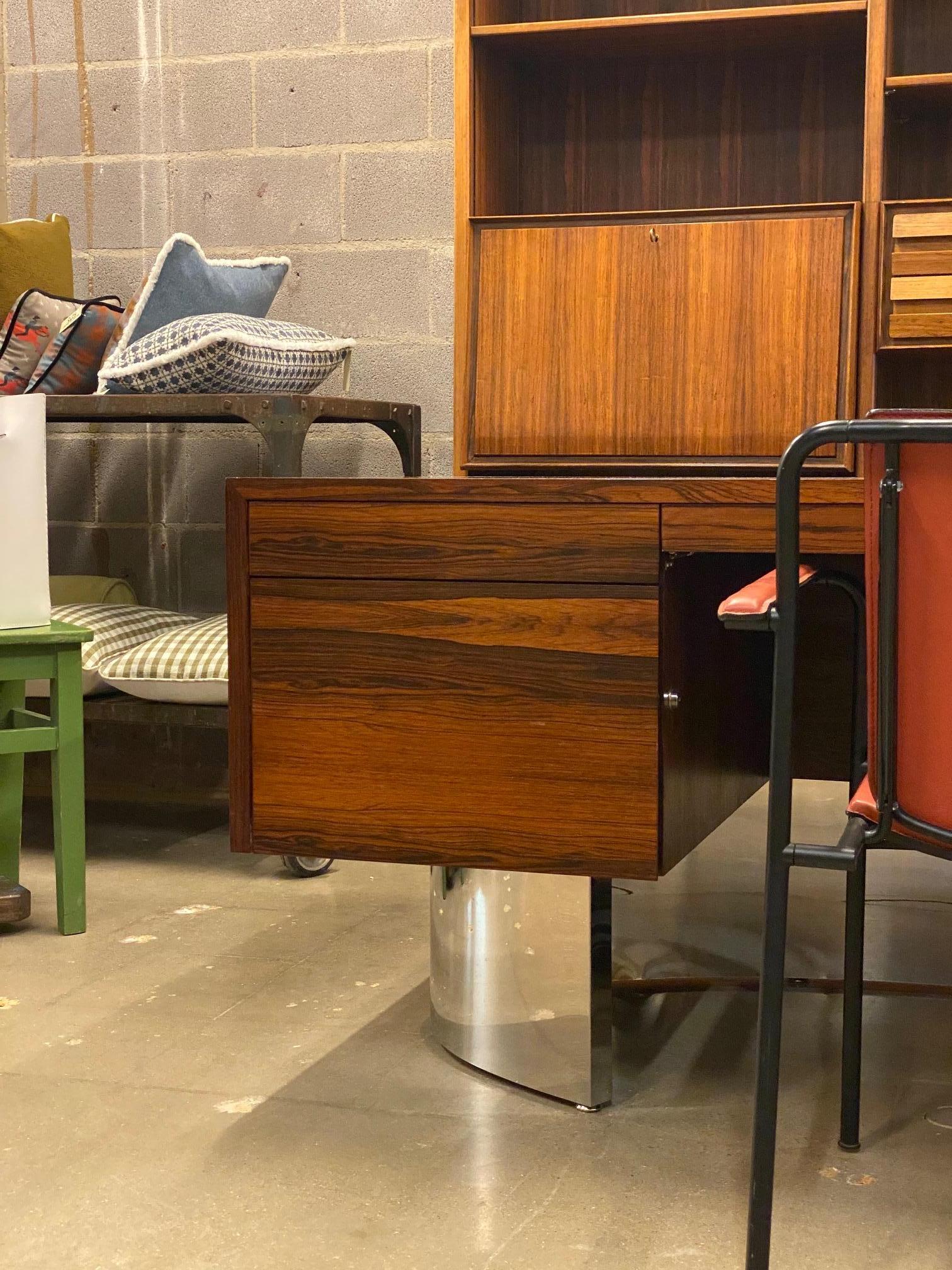 20th Century Mid-Century Rosewood & Stainless Executive Desk, USA, 1960's  For Sale