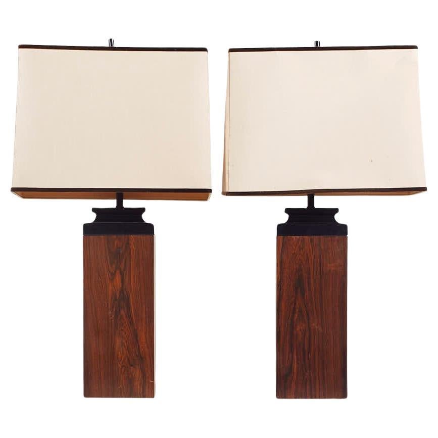 Mid Century Rosewood Table Lamps For Sale