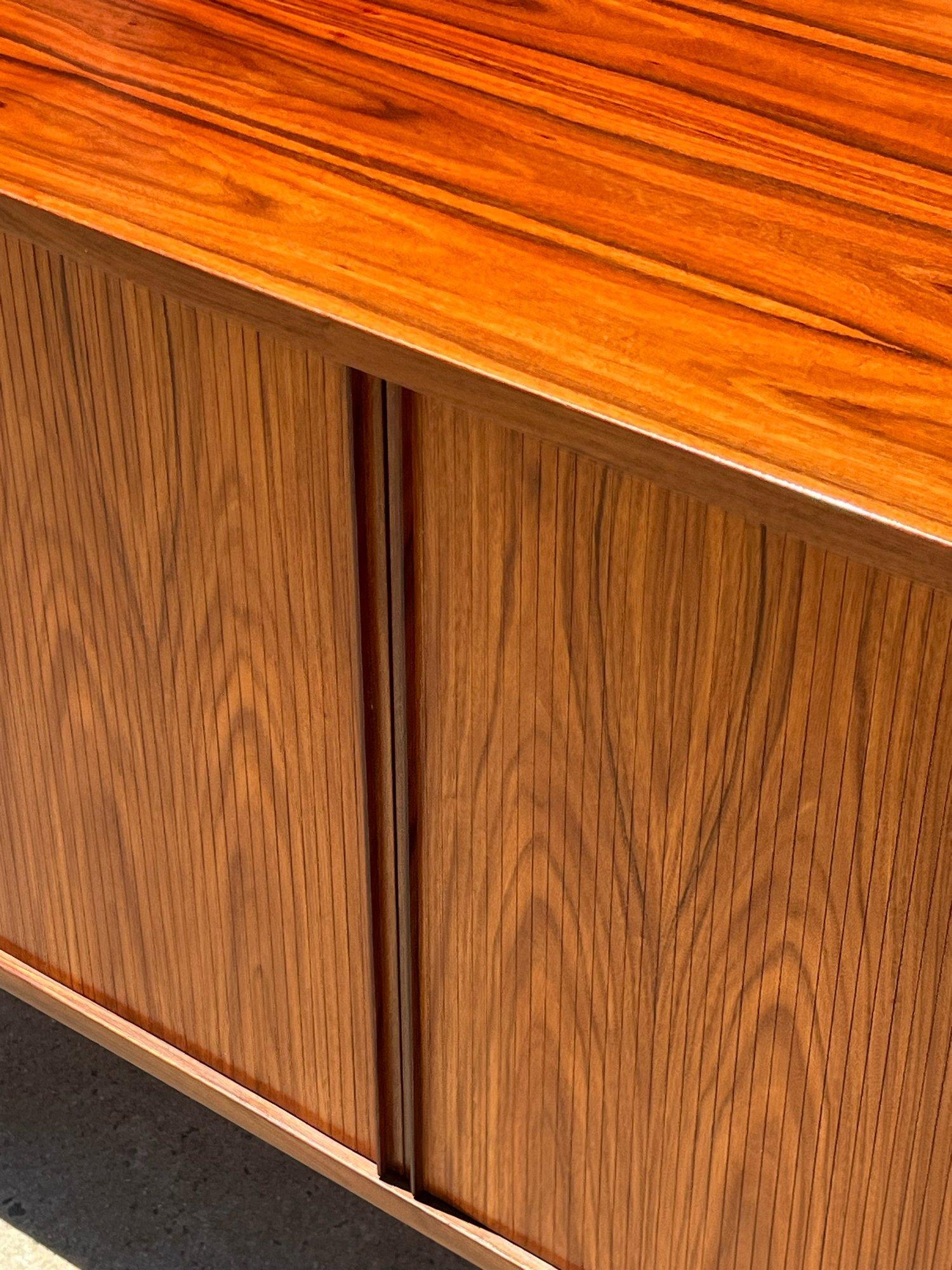Wood Mid-Century Rosewood Tambour Door Credenza by Poul Hundevad