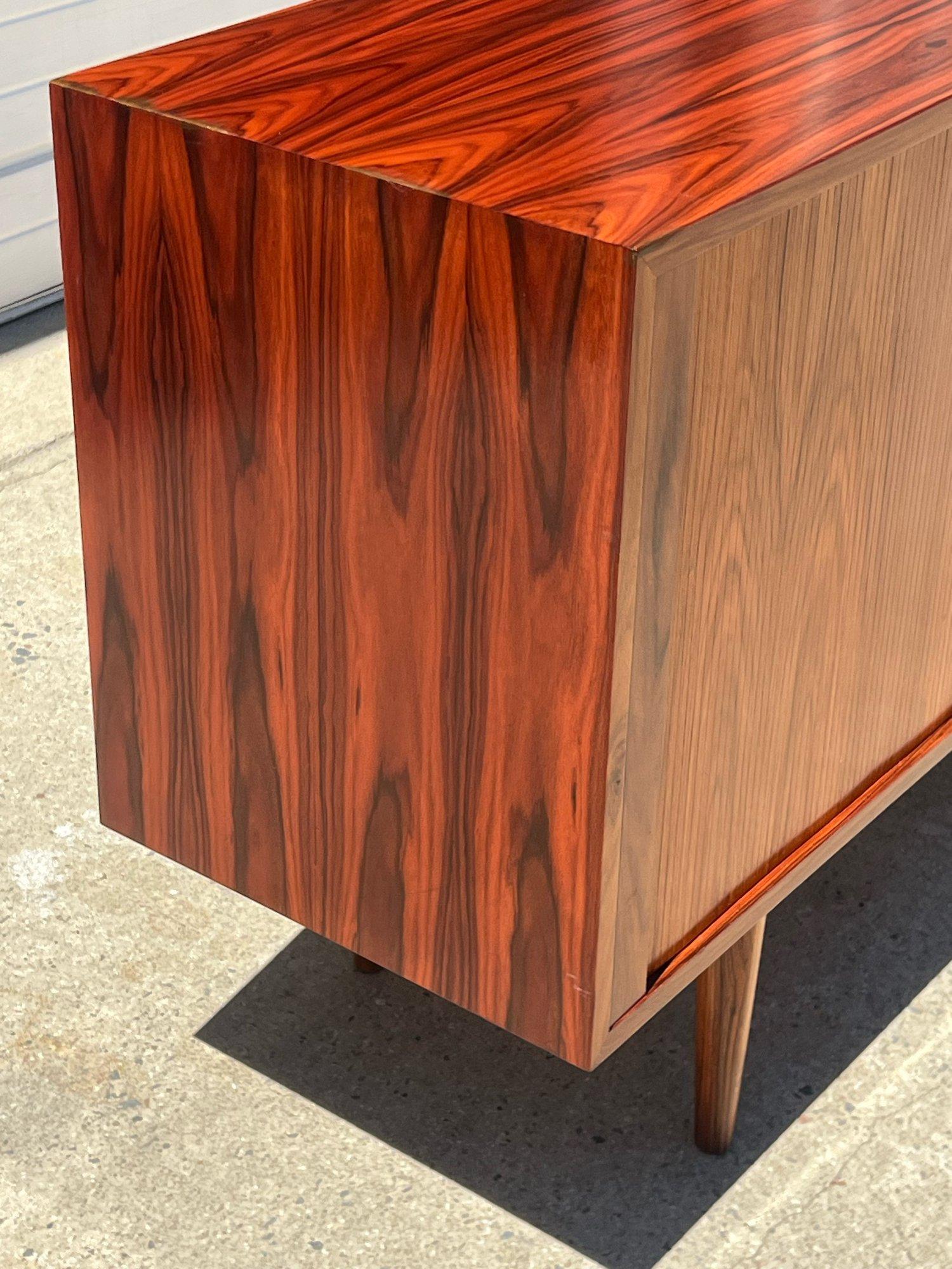 Mid-Century Rosewood Tambour Door Credenza by Poul Hundevad 1