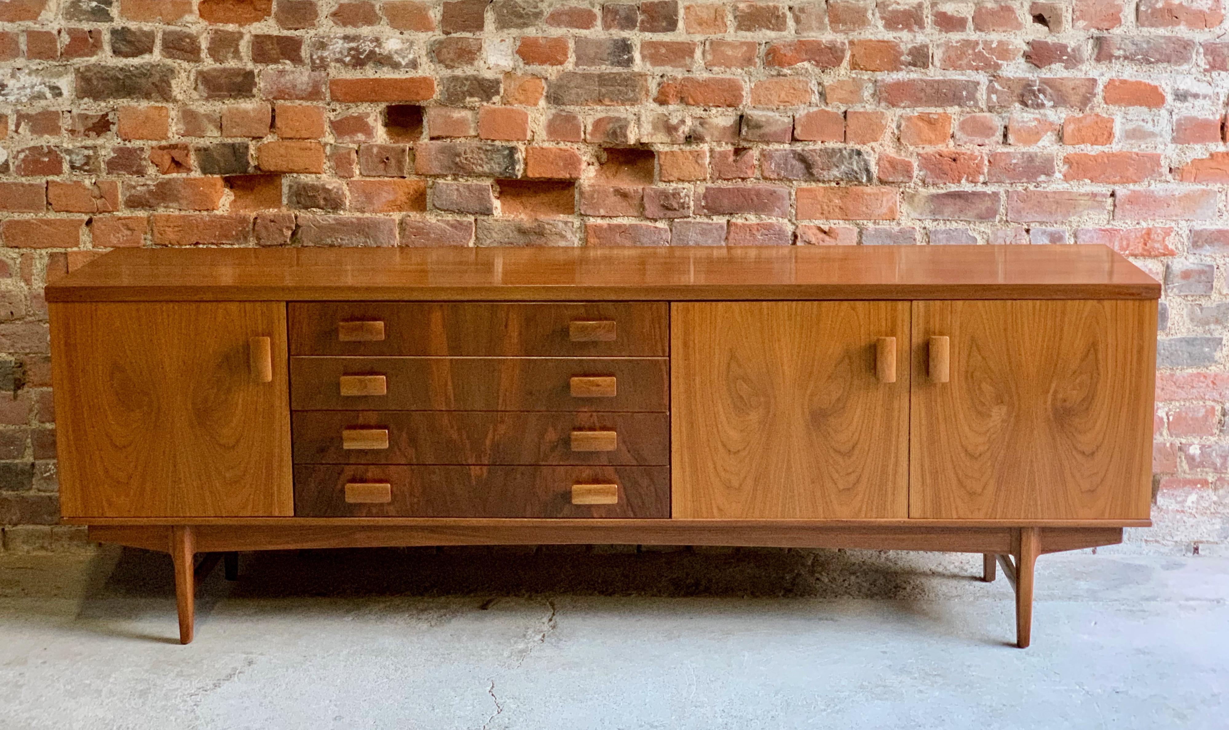Mid-Century Modern Midcentury Rosewood and Teak Sideboard BCM British Cabinet Makers, circa 1960