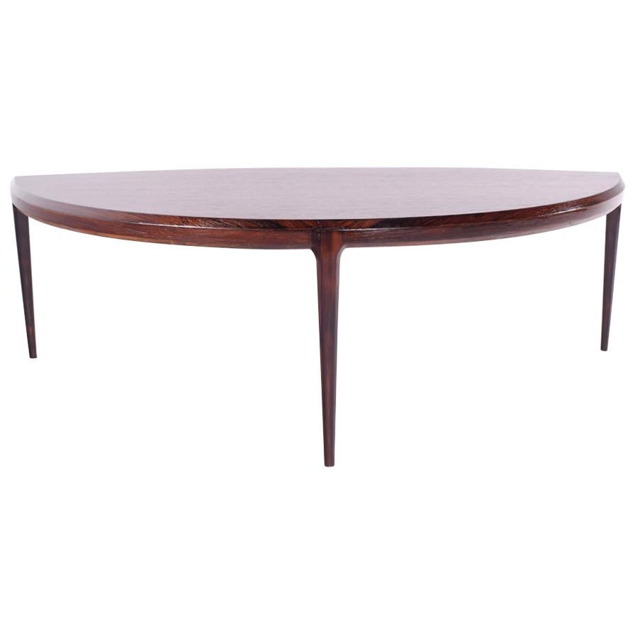 Midcentury Rosewood Three-Legged Coffee Table by Johannes Andersen, Denmark