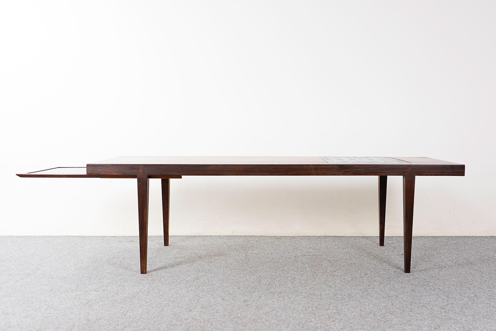 Mid-20th Century Mid-Century Rosewood & Tile Coffee Table For Sale