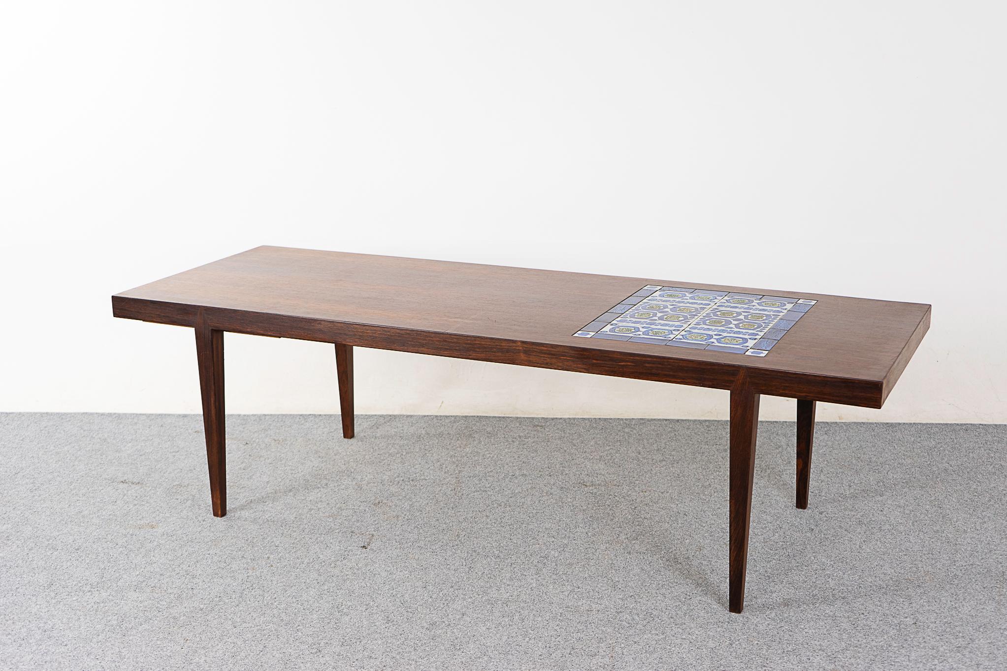 Ceramic Mid-Century Rosewood & Tile Coffee Table For Sale