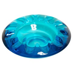Midcentury Rosice Blue Glass Bowl Ashtray Element, Czech Republic, 1970s